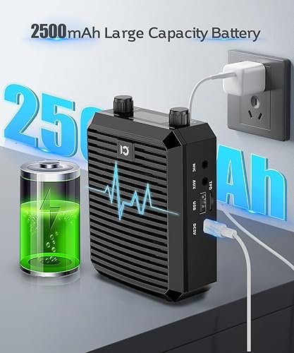 Miniatura 5 de SHIDU Amplificador de voz de 18 W con micrófono inalámbrico Lavalier, altavoz portátil con micrófono inalámbrico de 2.4 G, sistema PA personal