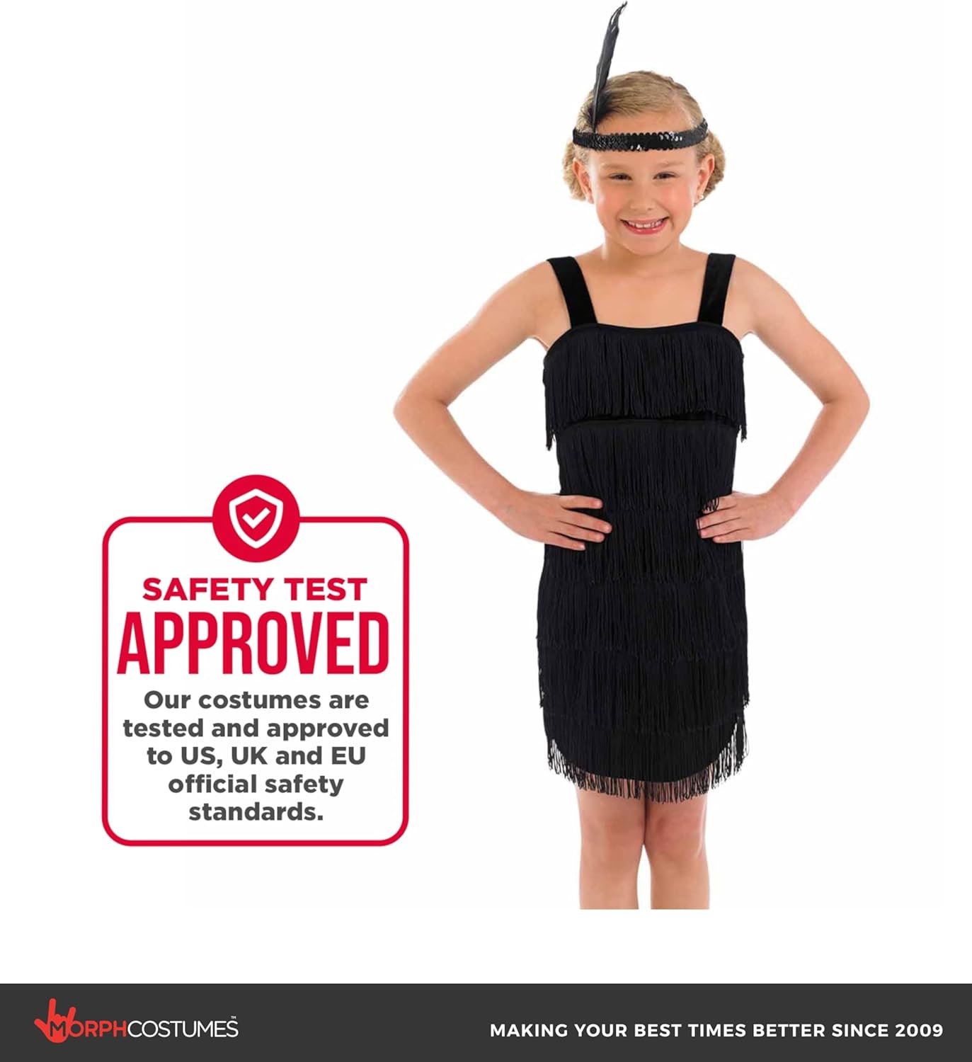 fun shack Girls X-Large Flapper Dress, 100% Polyester, Pull On, Halter Neck, Black, Costume Outfit for Big Girls, Ages 12-14 Years