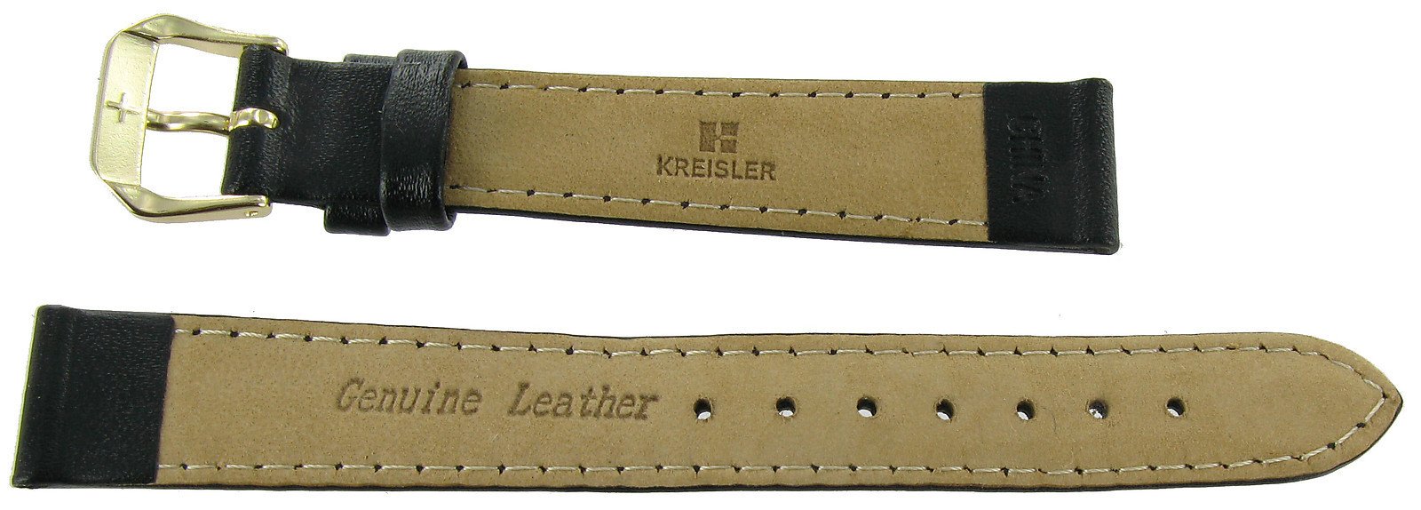 12mm Kreisler Black Padded Calf Leather Ladies Package of Two Watch Band Regular Length