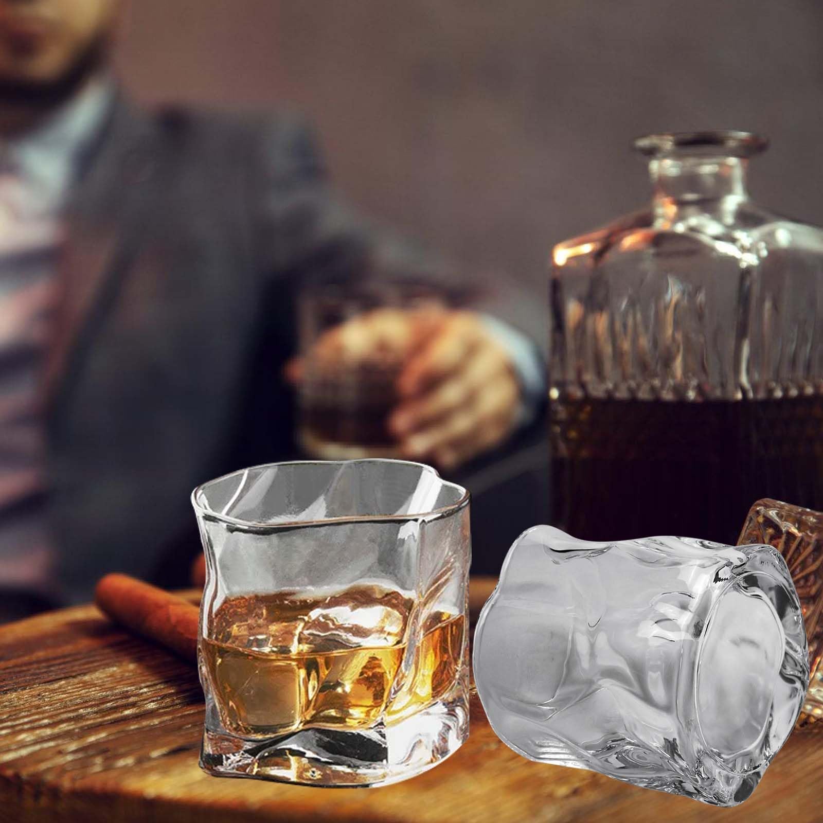 Set di 6 bicchieri da 200 ml, bicchieri da whisky, bicchieri da whisky con cristalli irregolari, bicchieri di cristallo, bicchieri da caffè freddo, bicchieri da cocktail, bicchieri da tè, succo di