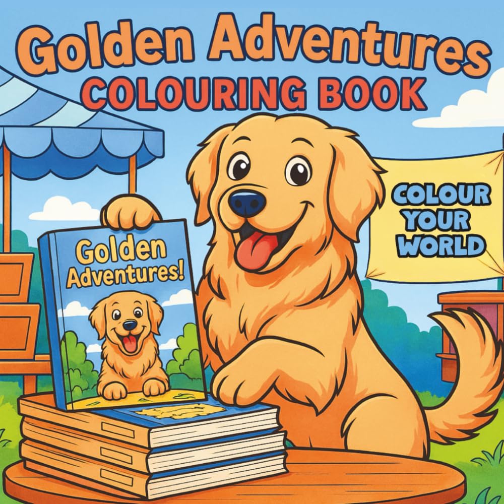 Golden Adventures: A Bold and Easy Dog Colouring Book: 50 Fun and Adorable Illustrations for Dog Lovers – Easy-to-Colour Pages for Kids and Adults