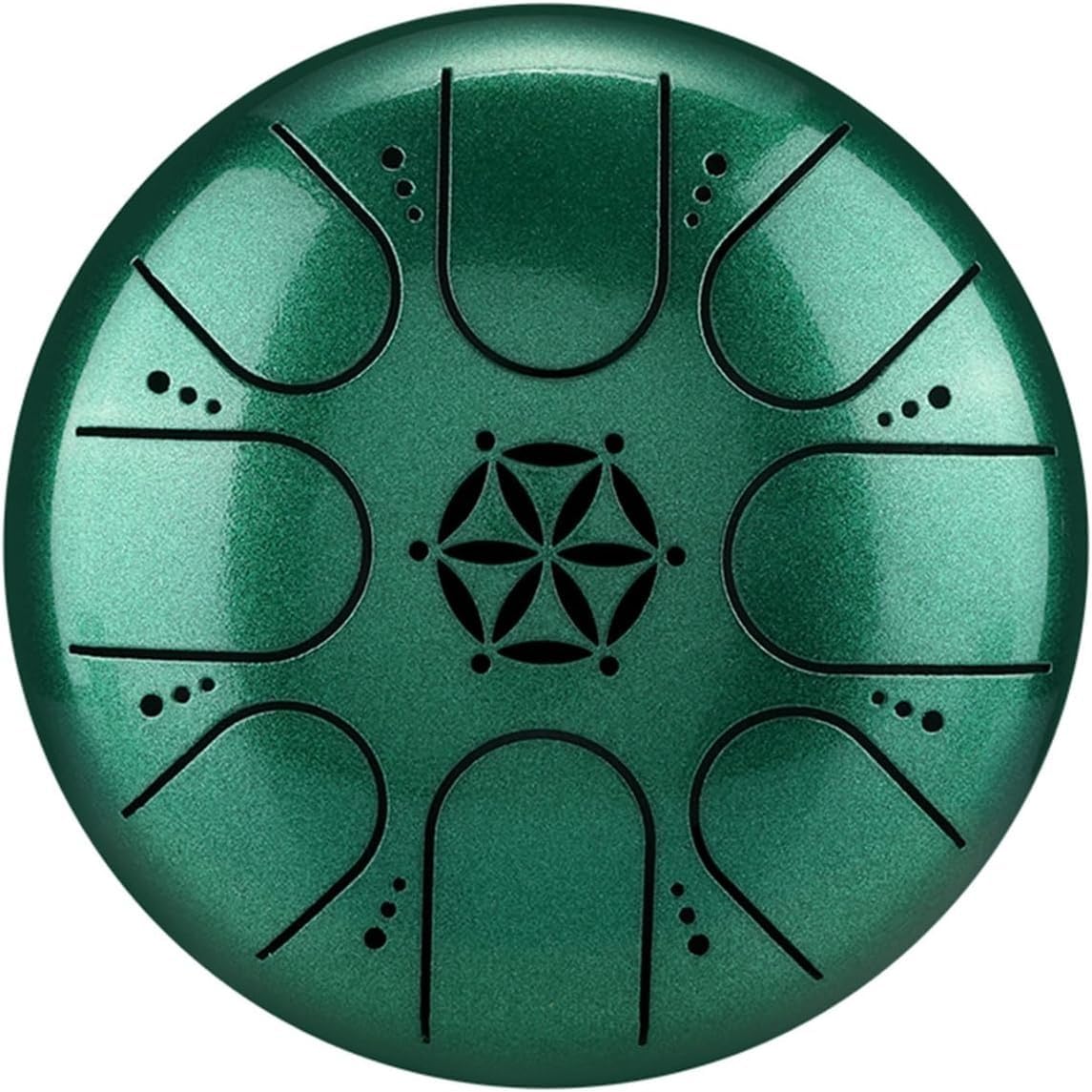 Regentrommel für den Garten, Stahlzungentrommel mit Tragetasche, 12,7 cm (5 Zoll) Handpan-Tanktrommel-Set, C-Dur-Zungentrommel, Instrument (grün)