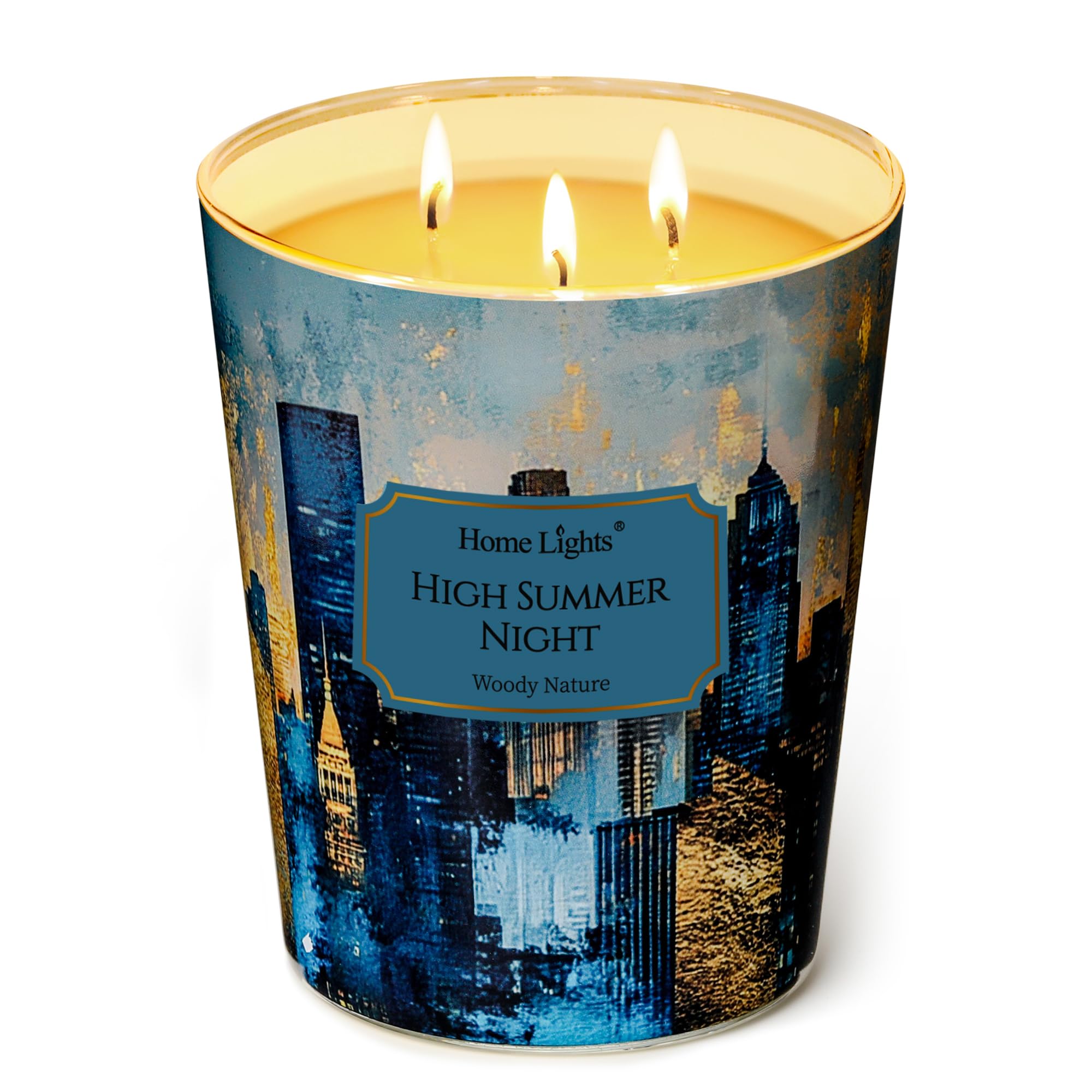 Home Lights High Summer Night Scented Candles, 34oz Soy Candles Industrial Chic 3-Wick Large Candle Jars, Ideal Candle Gifts for Events, Home Decor Stress, Relief &amp; Relaxation