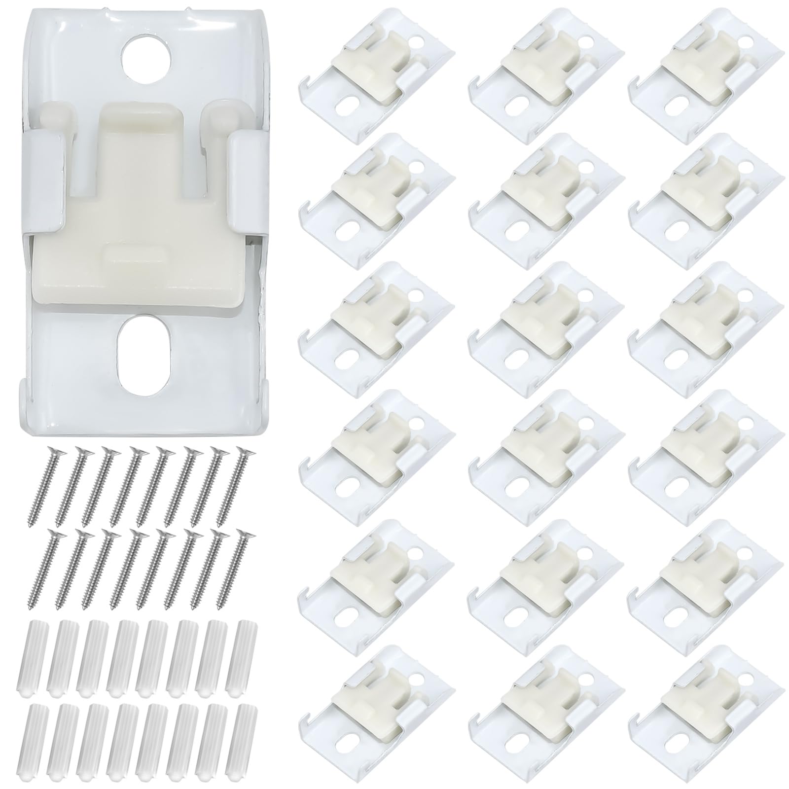 GIRAFEDA 18 PCS Soportes de Montaje en Pared para Riel de Cortina Flexible, Clip de Riel de Montaje de Riel de Cortina Código de Instalación, Accesorios de Riel de Pista de Cortina Montado Lateral