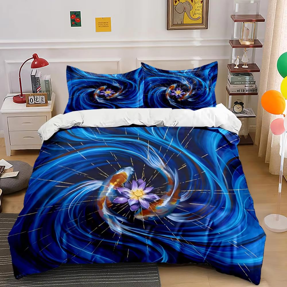 Parure de lit housse de couette 140x200 cm enfant microfibre bleu 65x65