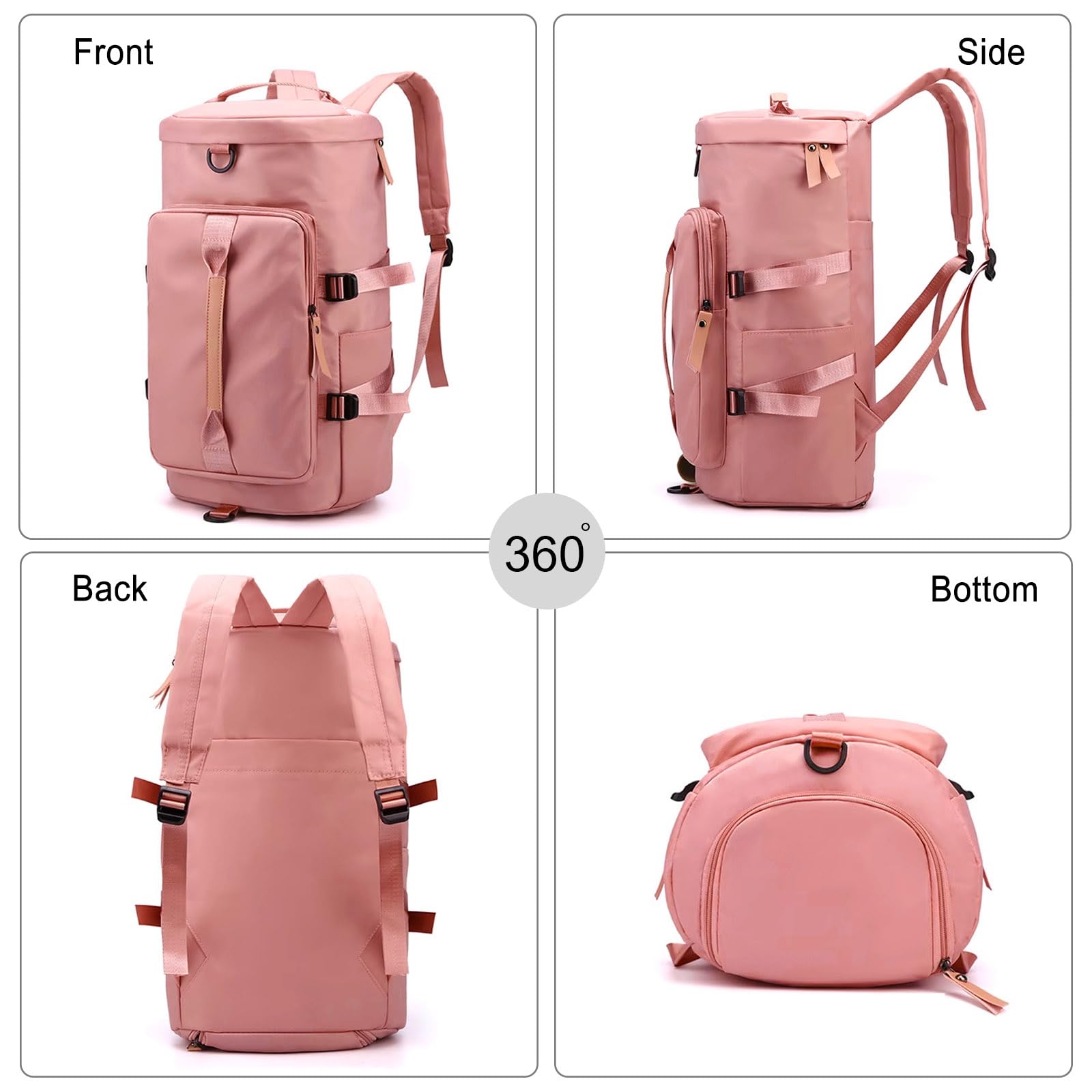 FANDARE Bolsa de Viaje para Mujer Mochila Viaje Cabina Avion 45x25x25 Hombre Bolsa de Deporte con Compartimento para Zapatos Bolsa de Mano Equipaje Bolsas de Deporte Gimnasio Bolso de Viaje Negro