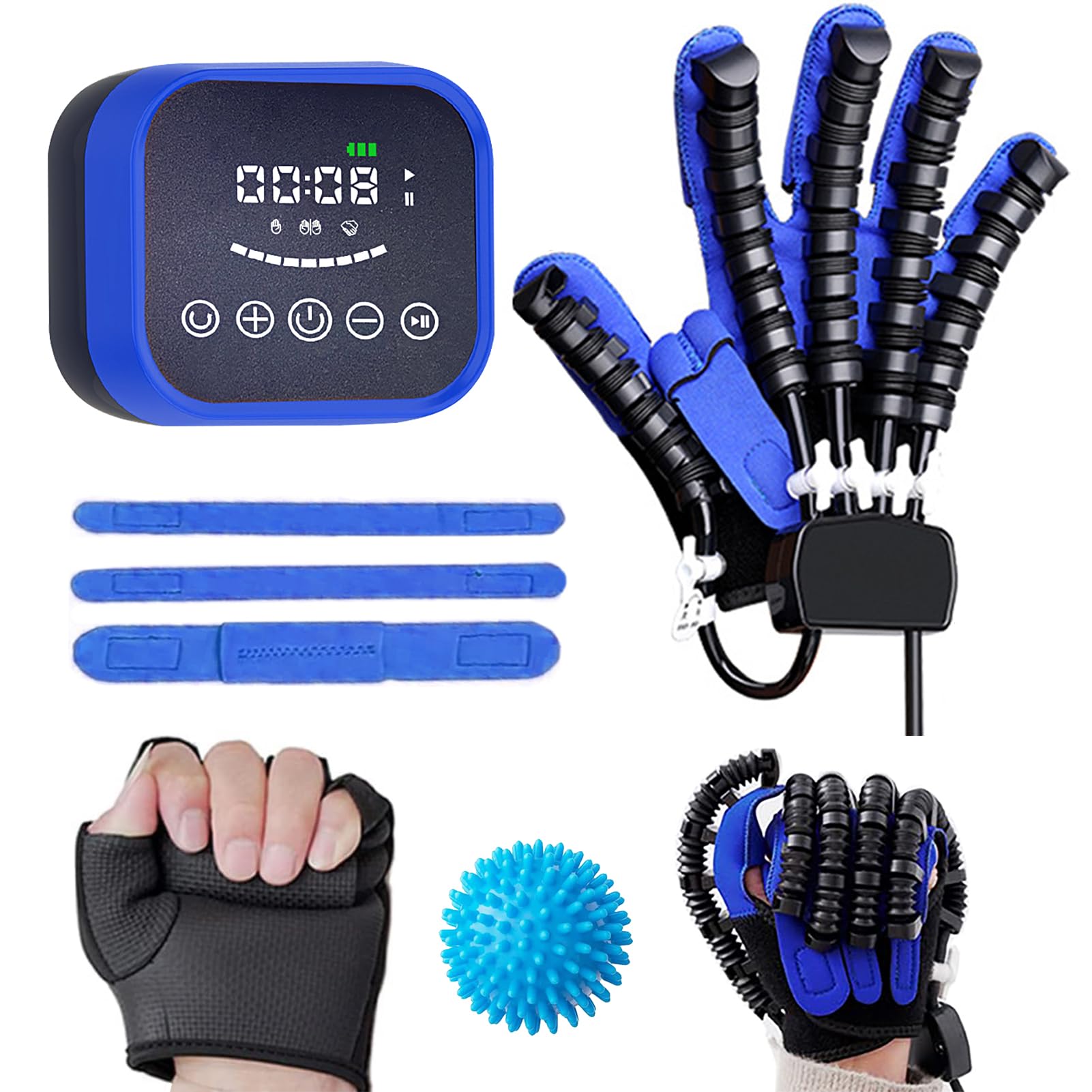 Gaoxiao Right/Blue/Plugin Type Hand Function Rehabilitation Robotic Gloves Generations Hemiplegia, Finger And Hand Function Robot Rehabilitation Robot Gloves, Stroke Hemiplegia Trainer Exer(Size:m,Color:)