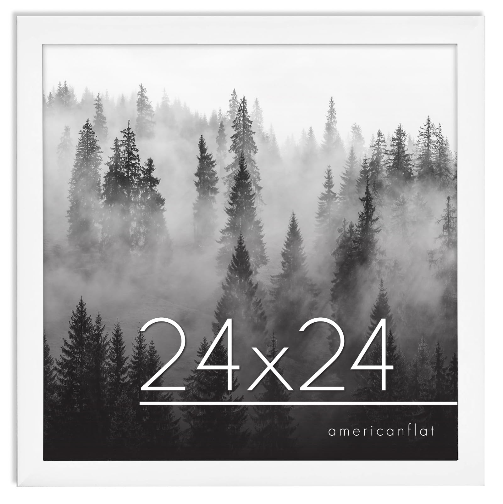 Americanflat 24x24 Picture Frame with Polished Plexiglass - Epic Collection - Square Picture Frames with Engineered Wood - Wide Photo Frame for Wall Display - White