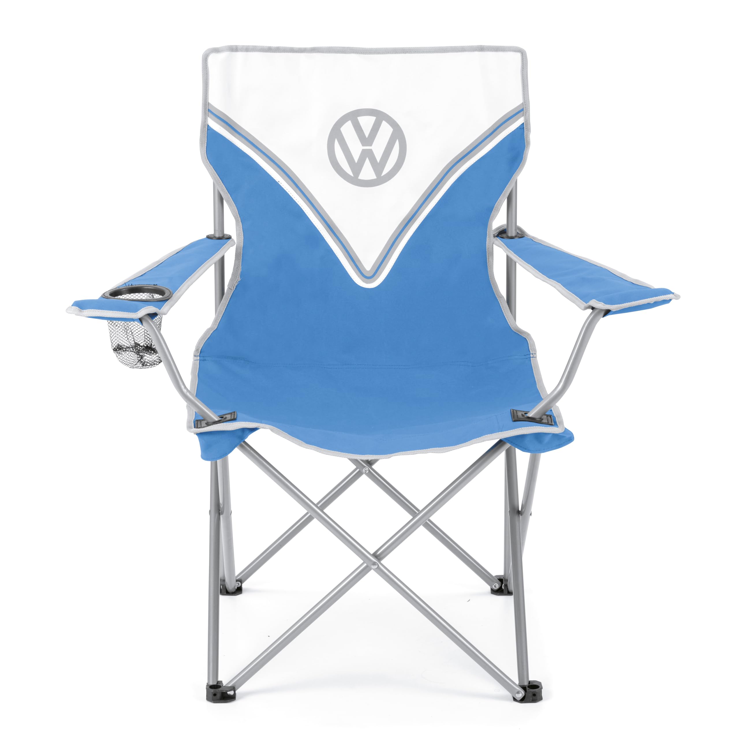 VW Collection - Volkswagen Hippie Bus T1 Camper Van Sedia da Campeggio Pieghevole con Borsa da Trasporto (Fronte/Blu & Bianco)