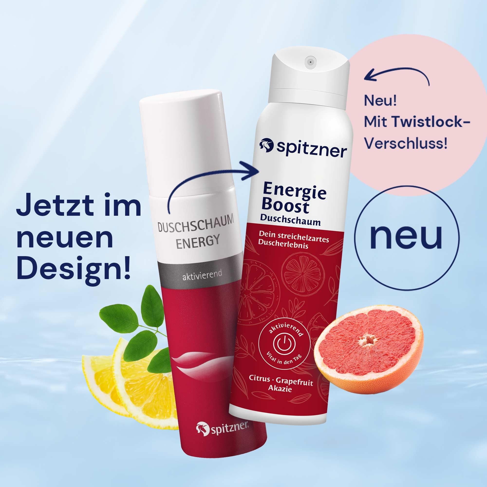 Spitzner - Schiuma doccia "Energy", confezione risparmio (6 x 150 ml) con guanto da massaggio