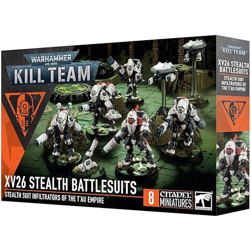 Games Workshop Kill Team XV26 Stealth Battlesuits Miniatures Set, T’au Empire Multipart Plastic Models for Warhammer 40,000 and Kill Team