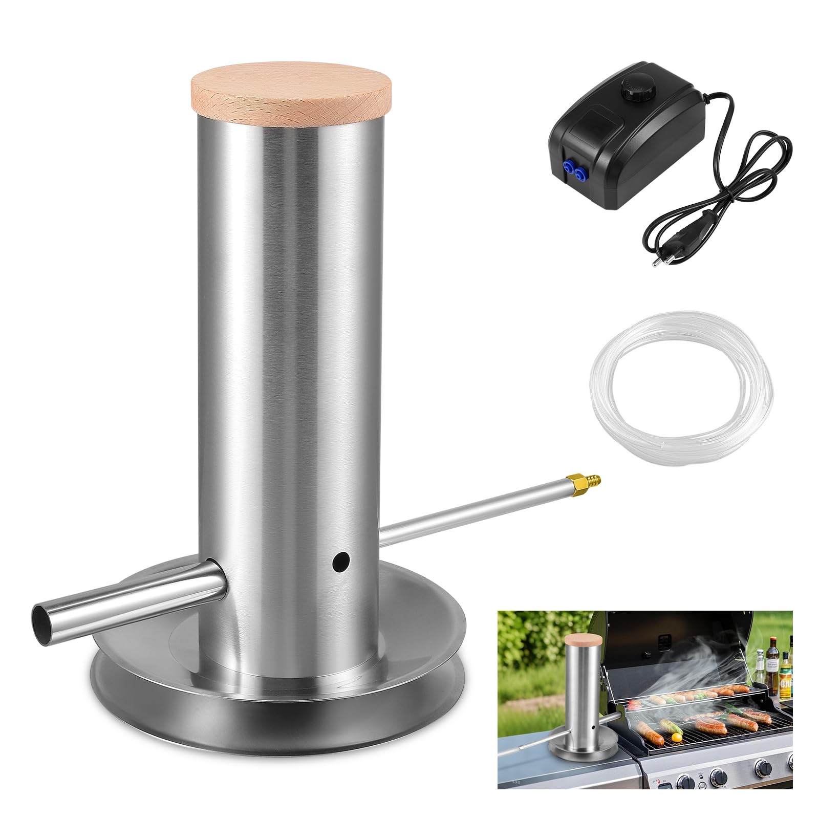 Kaltrauchgenerator aus Edelstahl, Rauchgenerator Kaltraucherzeuger Elektrisch mit Deckel Pumpe, Tragbares Räucherofen Elektrisch von Lebensmitteln und Fleisch,BBQ kaltrauchgenerator für Räucherofen