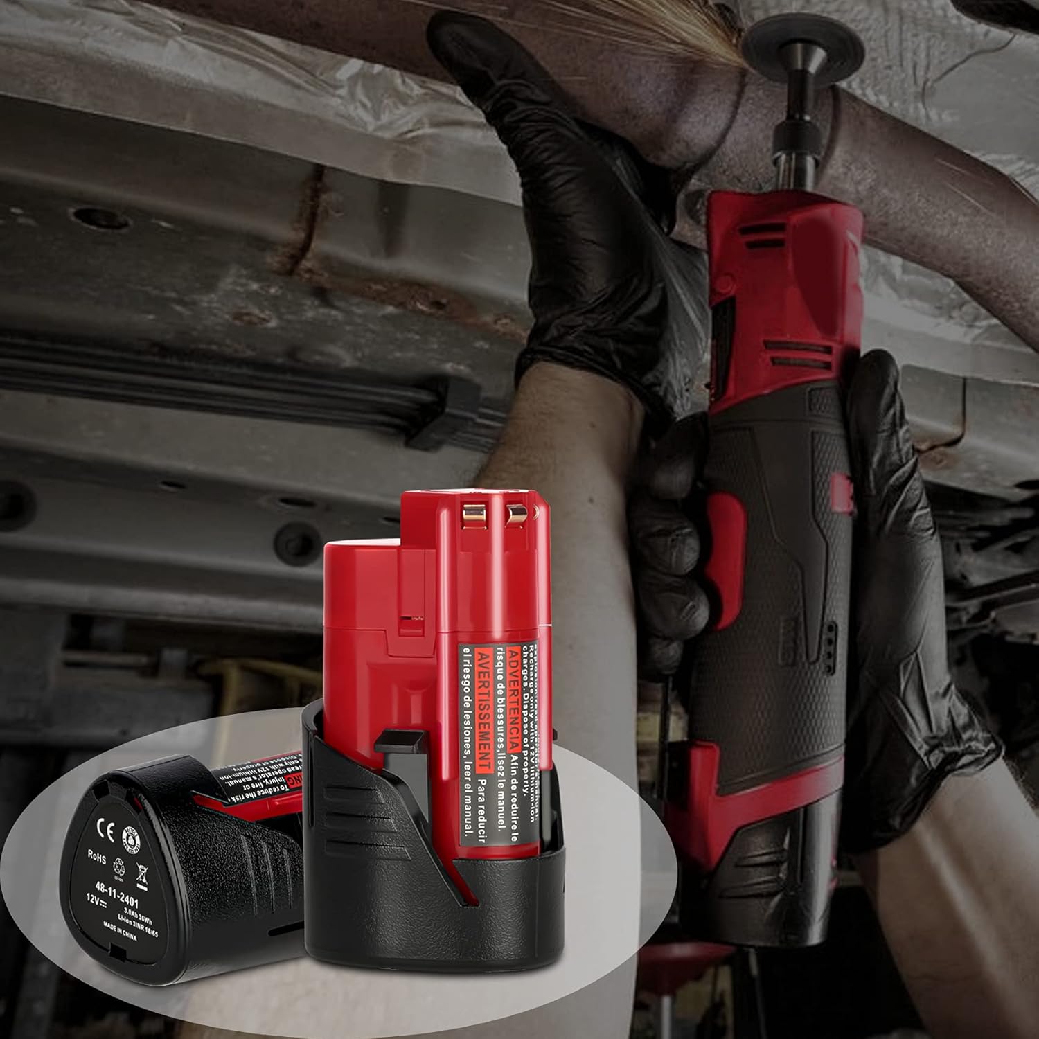 JYJZPB 2 Pack 3.0Ah Replacement Battery for Milwaukee M-12 Battery 48-11-2420 12V Lithium Ion Battery for Milwaukee 12V Heated Jacket & 48-11-2440 48-11-2402 48-11-2411 Cordless Power Tools - Image 8