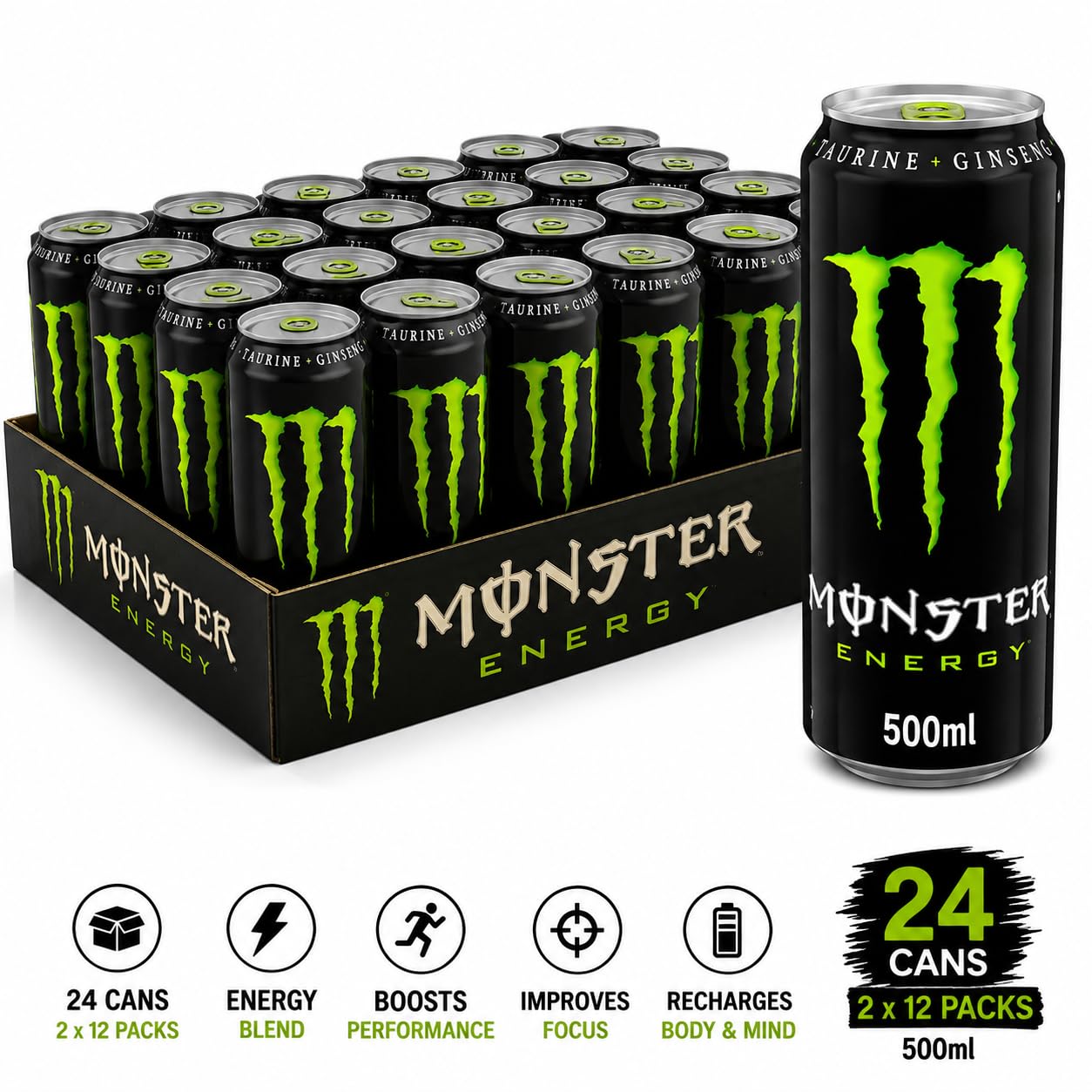 Monster Energy - Lata de bebida energética (500 ml, 24 unidades)