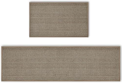 Artoid Mode Juego de 2 alfombras y tapetes de cocina lavables, de goma antideslizante, absorbentes, para el piso delantero del fregadero, pasillo,