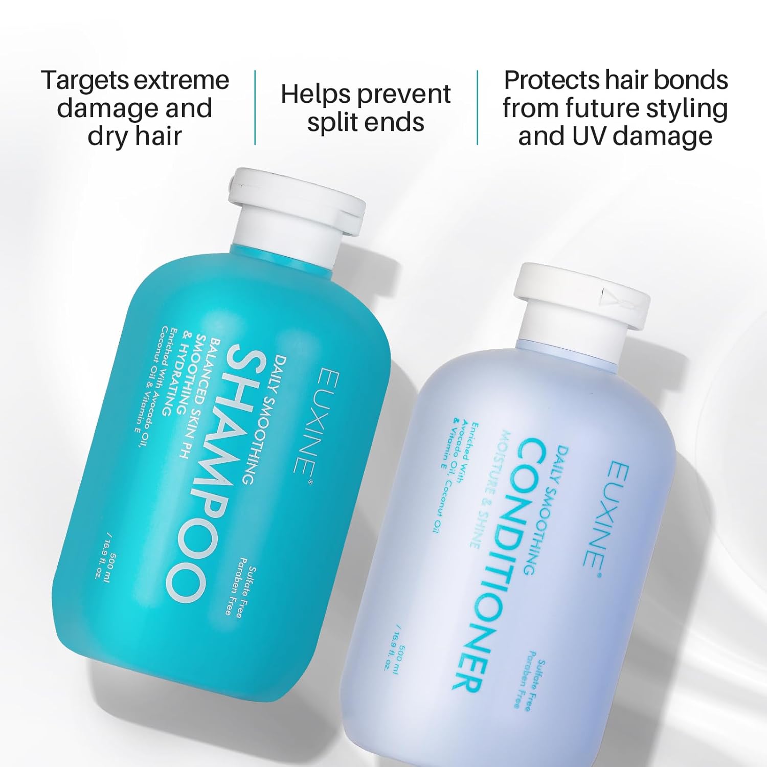 Avocado Coconut Oil Moisturizing Daily Smoothing Shampoo and Conditioner Sets,Sulfate Free Shampoo and Conditioner Pack For Dry,Damaged Frizz Hair Women Men - Image 3