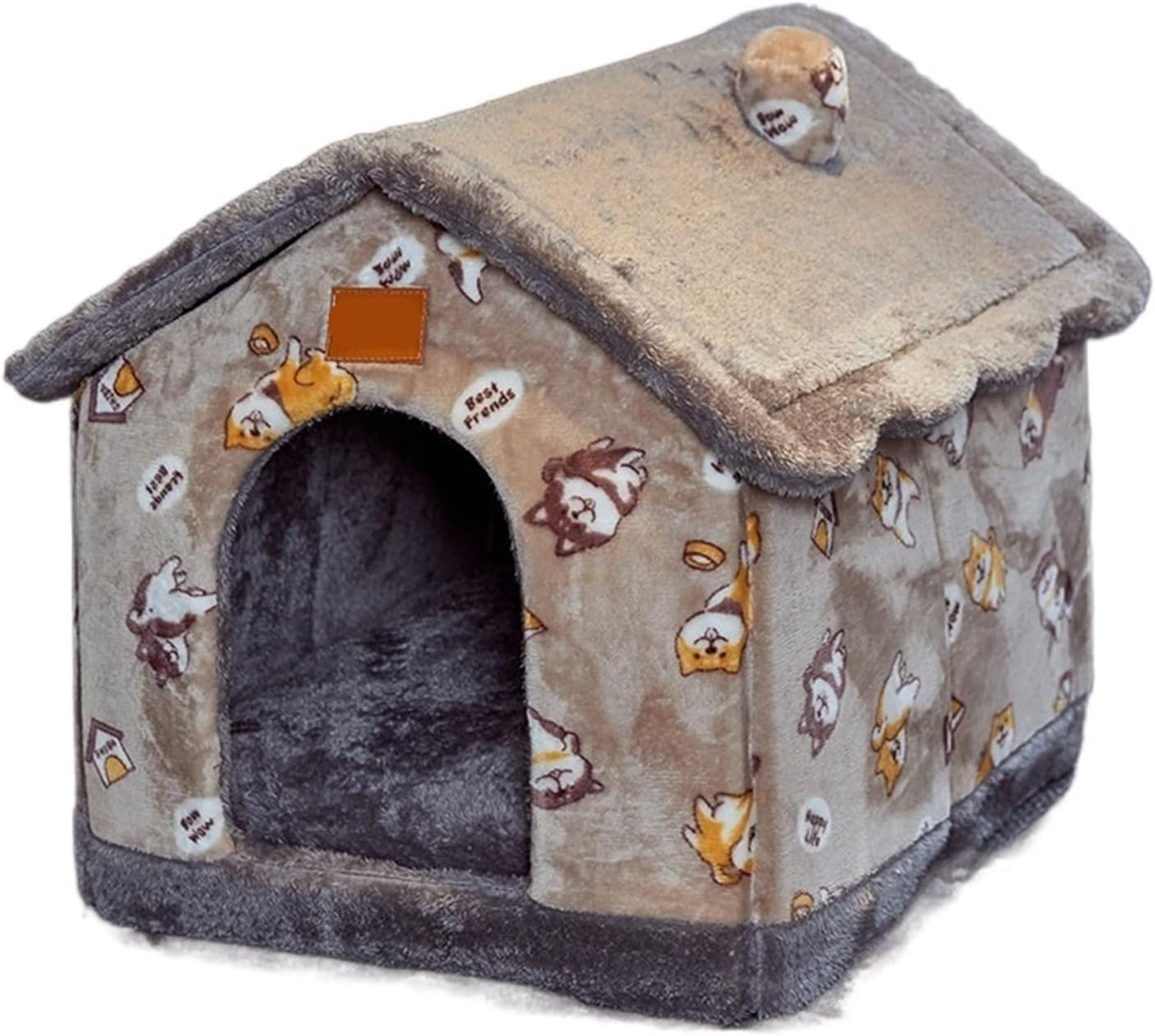Pet Beds Dog House Dog Bed Pet Winter Small and Dogs Pet Supplies Puppy Cave Sofa (Color : Grey Stars, Size : M 48x40x39cm) (Little Dog M 48x40x39cm)