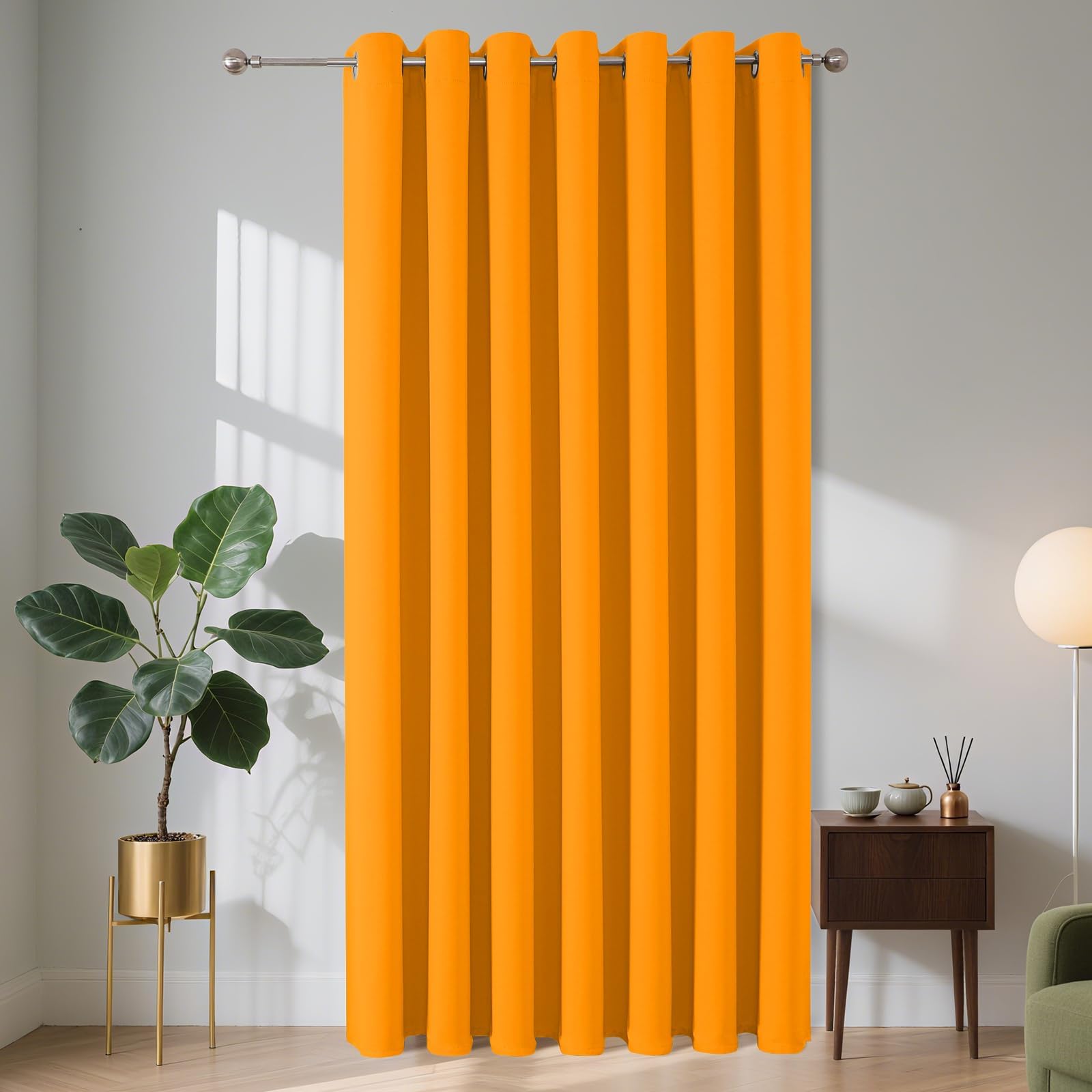 Joydeco Blackout Door Curtain 52x84 Inch Drop 1 Panel, 75% Light Blocking Privacy Protection Single Eyelet Full Length Curtain for Window Dressing Room Wardrobe Open Closet - Orange