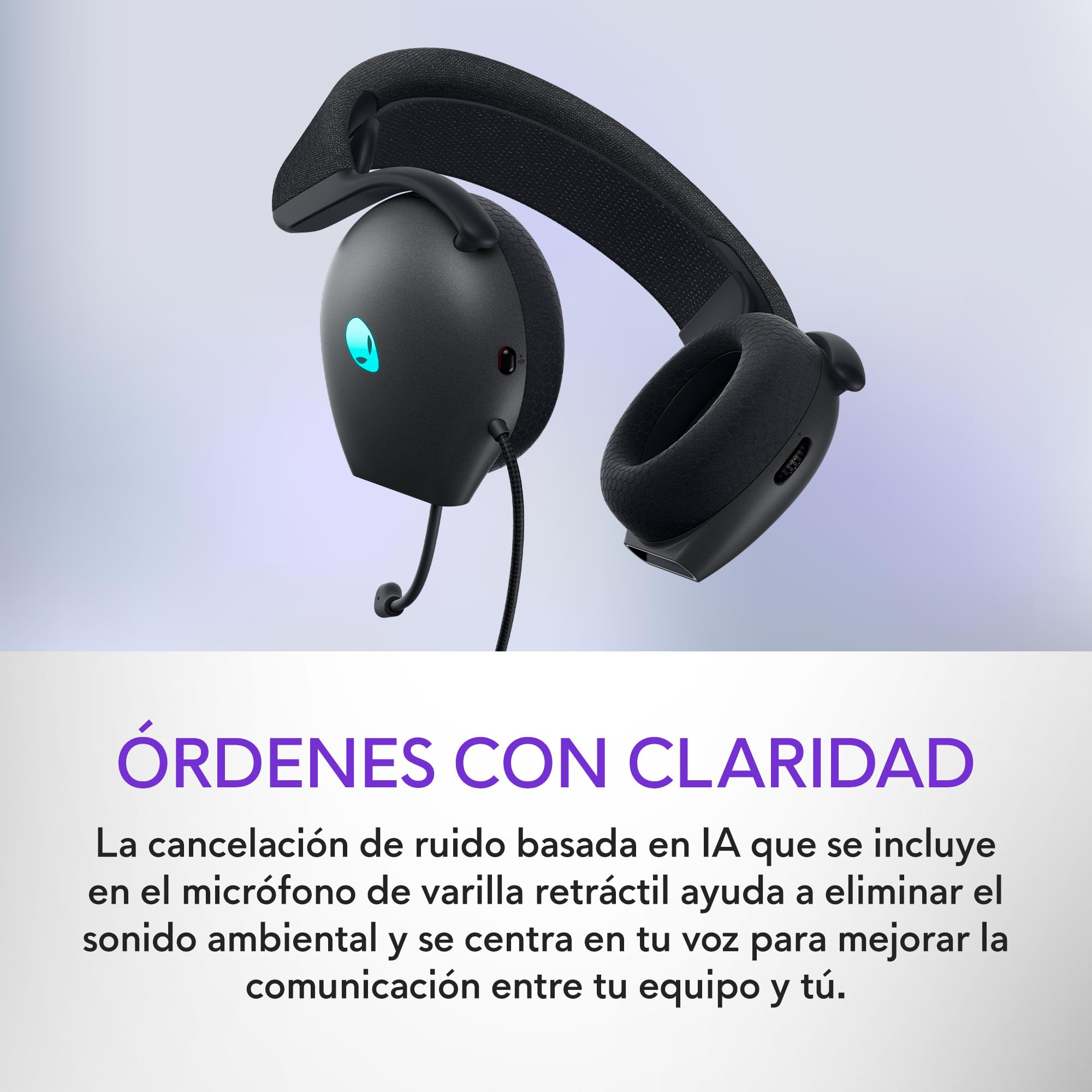 Alienware Wired Gaming Headset - AW520H | Micrófono Boom, cancelación, RGB AlienFX, espuma de memoria, peso 219 g, compatibilidad Windows, carga rápida 15 min