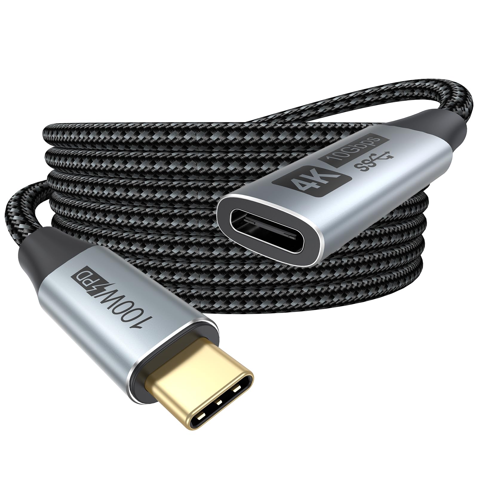 URELEGAN USB C Extension Cable 10FT,Long USBC 3.2 Extender Cord 10 FT(100W/10Gbps/4K@120Hz),Thin USBC Male to Female Cable 10FT Compatible with