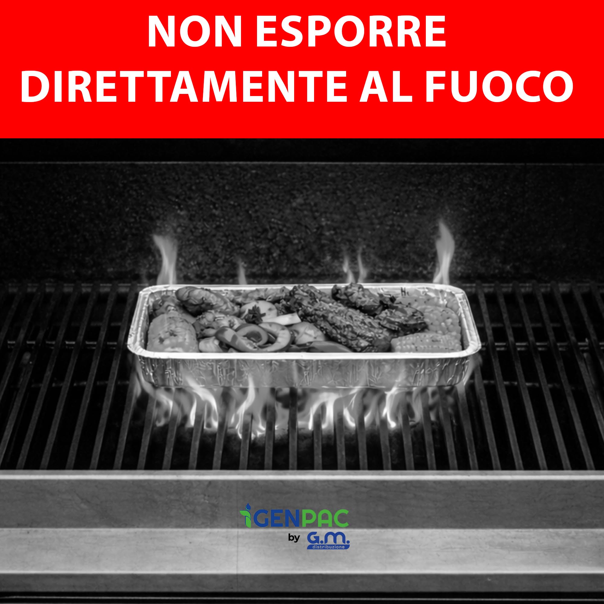 GM – 100 Contenitori in Alluminio 8 Porzioni 2625 cc Senza Coperchio, Vaschette Rettangolari Extra Grandi per Forno e Congelatore, Gastronomia e Catering – 32,2×26,2×4h cm