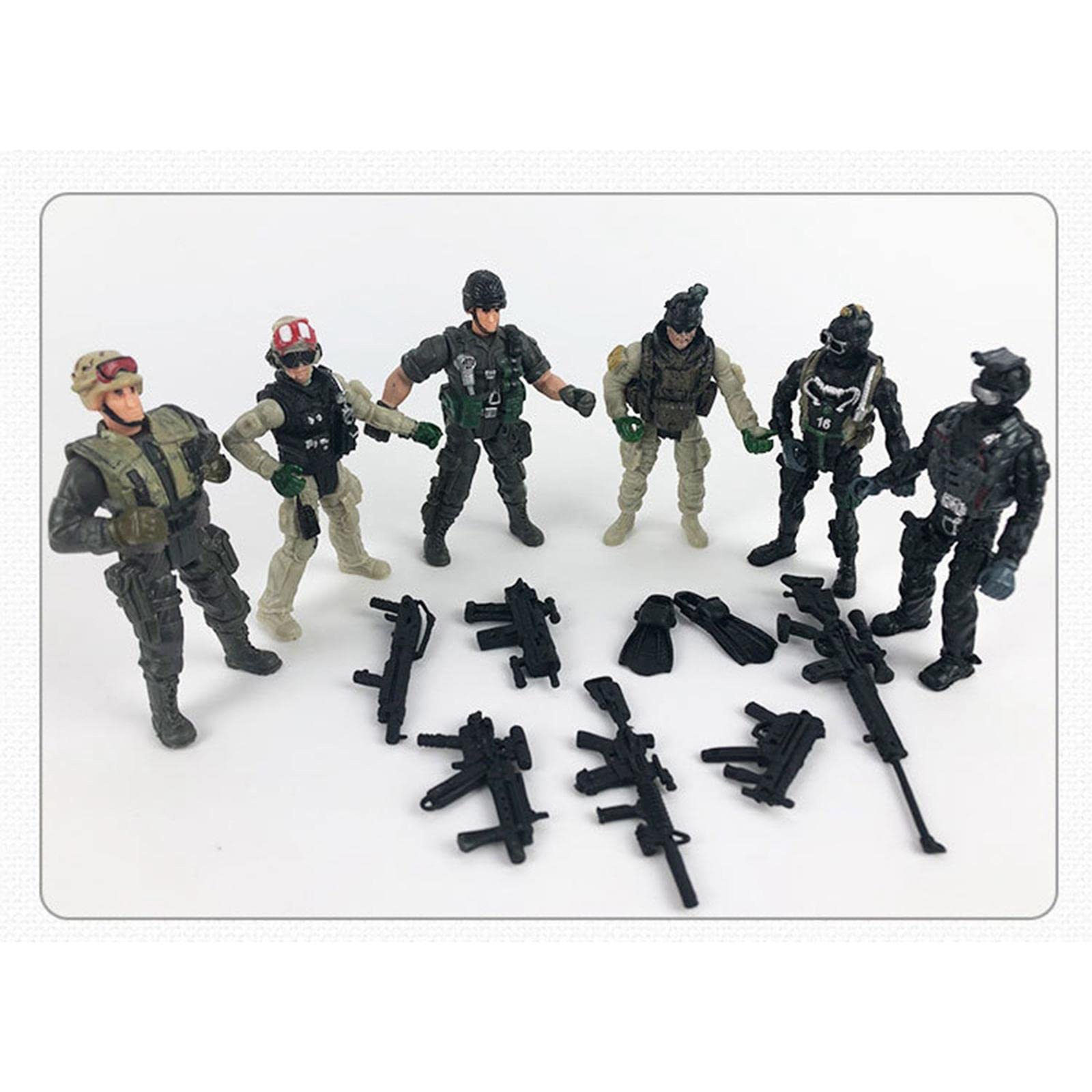 CALANDIS® American Military Soldiers Combat Game Movable Joint Realistic Action Figure | Plastic | 6 Pieces Soldiers Toy Figures with Guns - Image 6 thumbnail