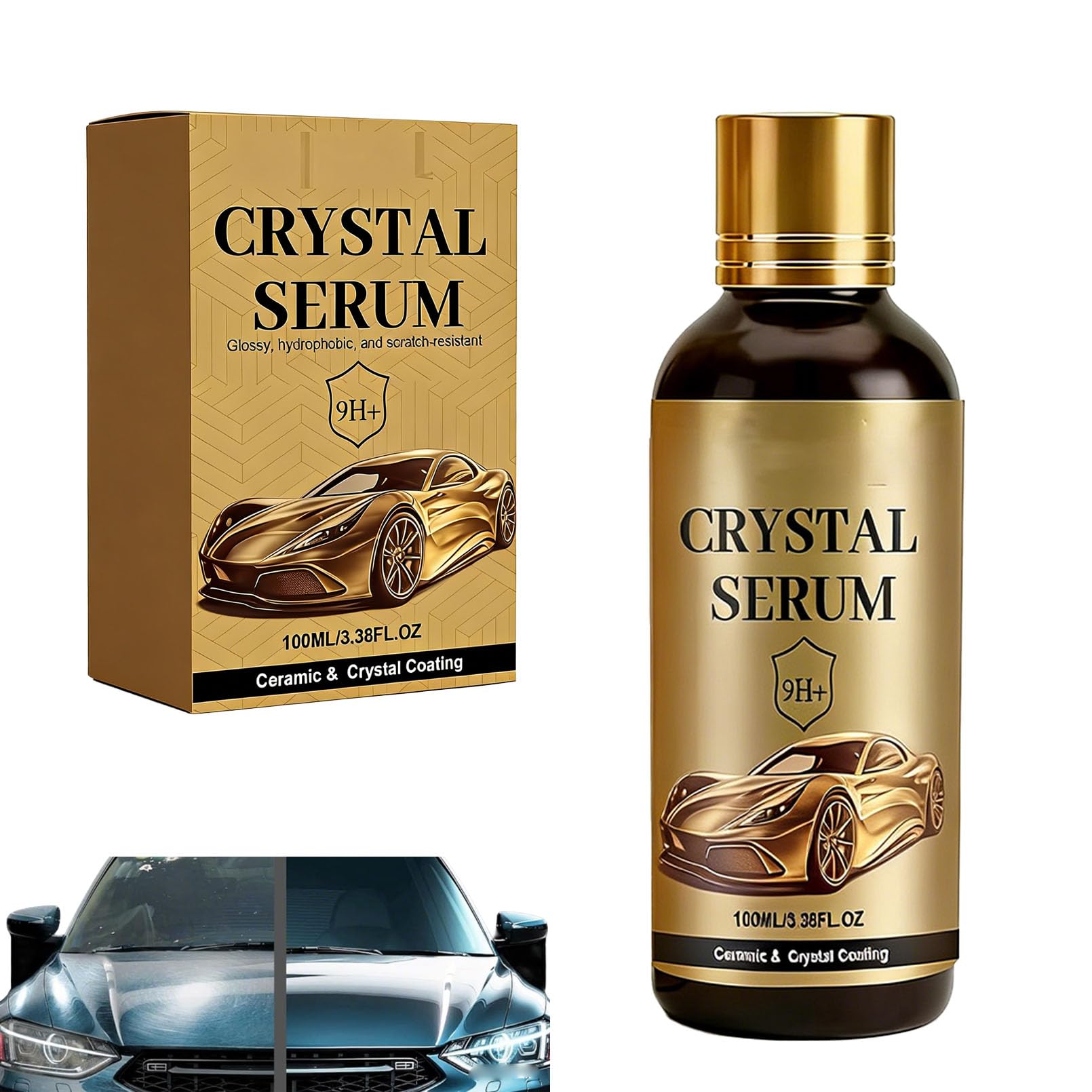 PTZ Crystal Serum, Graphene Ceramic Coating for Cars, 9H Hardness Spray Coatings, Crystal Gloss Auto Coating Liquid for Paint, Glass & Wheels, Easy DIY Car Detailing (1Pcs)