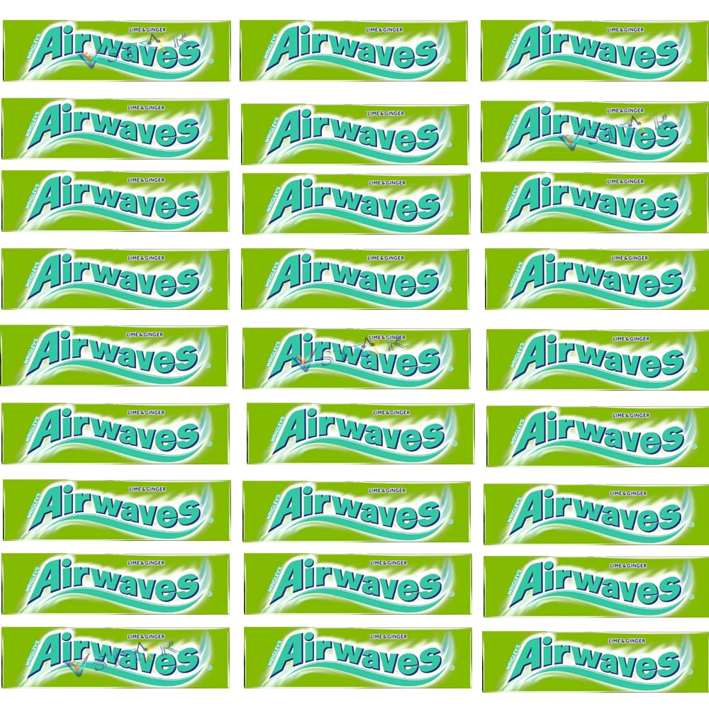 VSTAR Wrigley’s Airwaves Menthol Eukaliptus,Lime & Ginger & Cool Cassis Chew gum -14g (Pack of 25, Lime & Ginger)