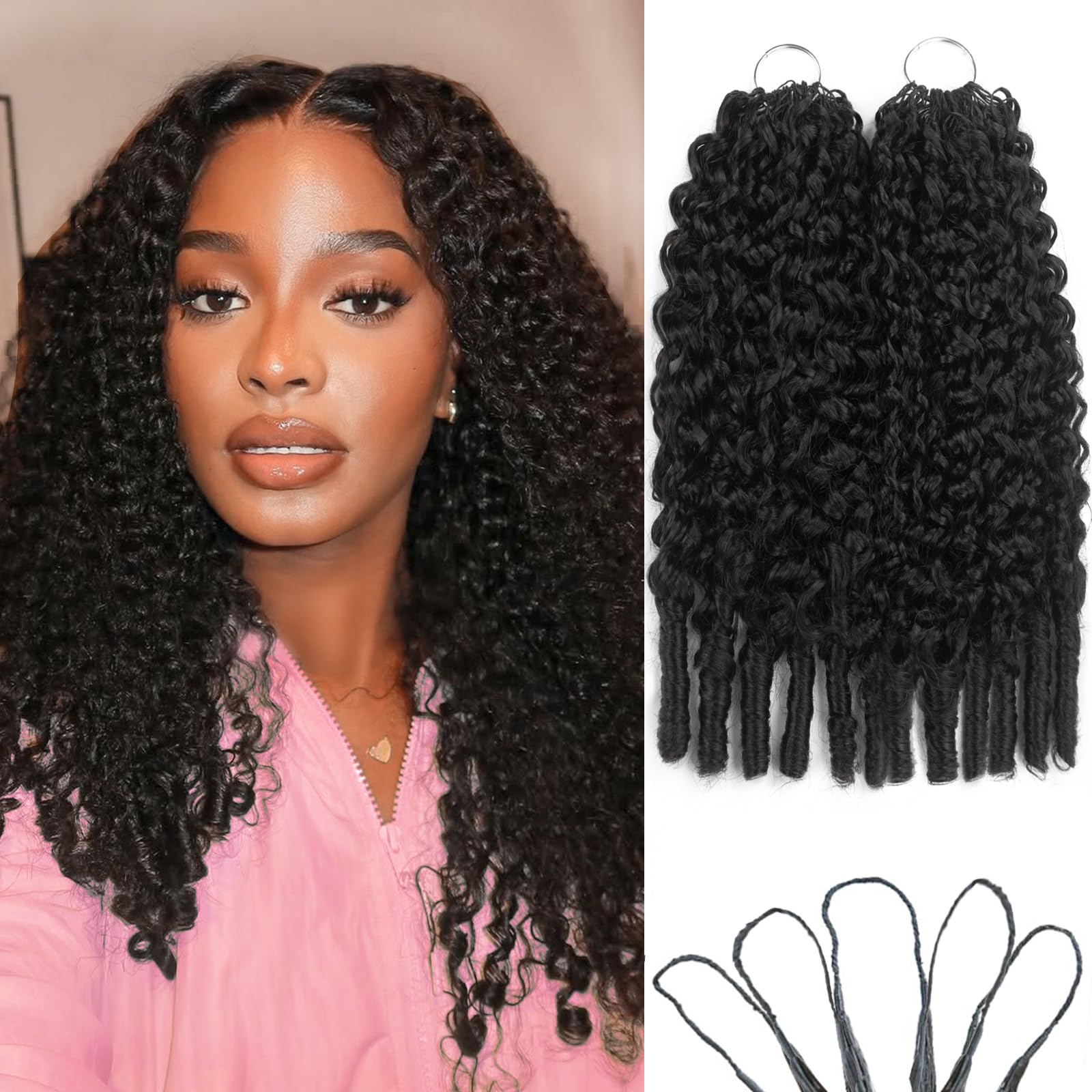 Burmese Curly Crochet Human Hair Pre-Separated Feather Crochet Hair Extensions I never knew Crochet hair could look like this  main image 3