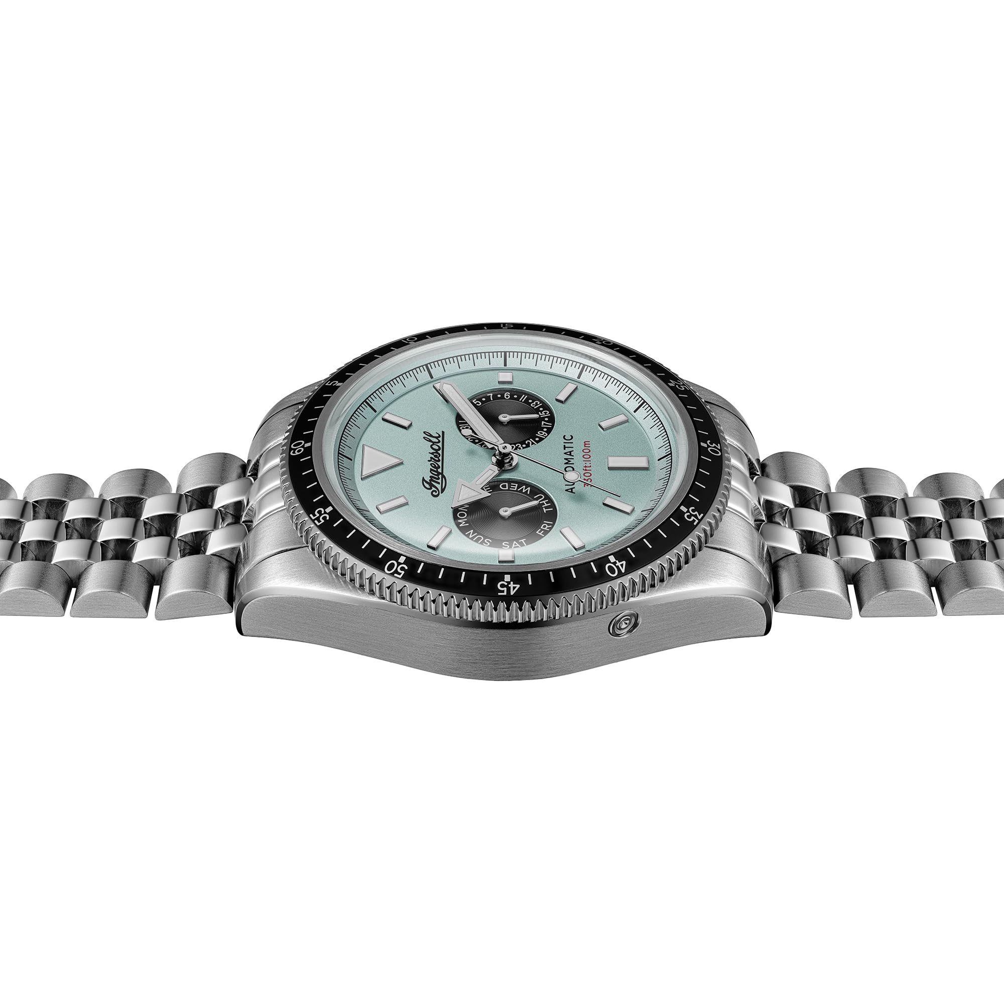Ingersoll The Outlaw I17202 - Reloj automático para Hombre de 43 mm con Esfera Turquesa y Pulsera de Acero Inoxidable Plateado