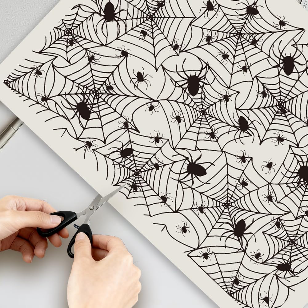 4Pcs Ceramic Transfer Sheets for Pottery 21 x 15 Inch Halloween Transfer Paper Spider Web Black Pattern Waterside Glaze Decals for DIY Clay Porcelain Enamel Craft Decor Handcrafted Gifts