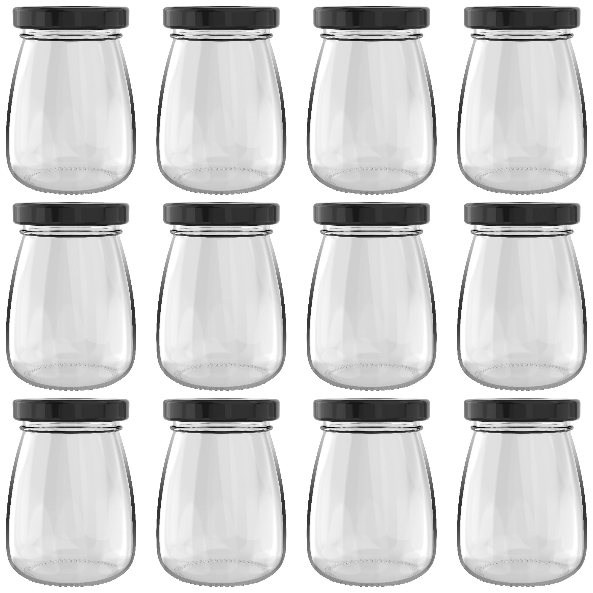 HEFTMAN Small Glass Jars with Lids Set of 12 100ml Empty Airtight Glass Shot Bottles with Lids