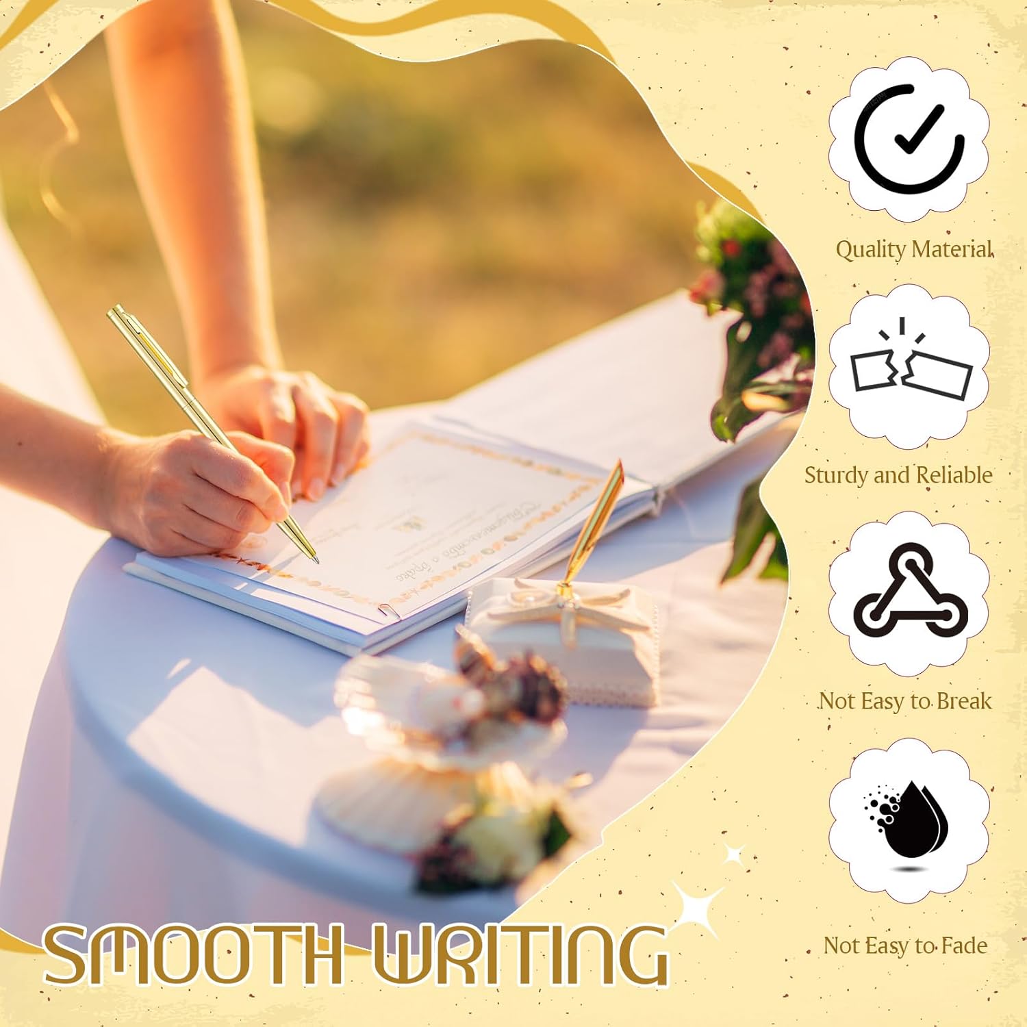 Sabary 60 Pieces Bulk Gold Pens Slim Metallic Retractable Ballpoint Pen - Black Ink 1.0 mm Medium Point, Smooth Writing for Office, Wedding Guest Books & Business Use(Gold,Stylish Style) - Image 2