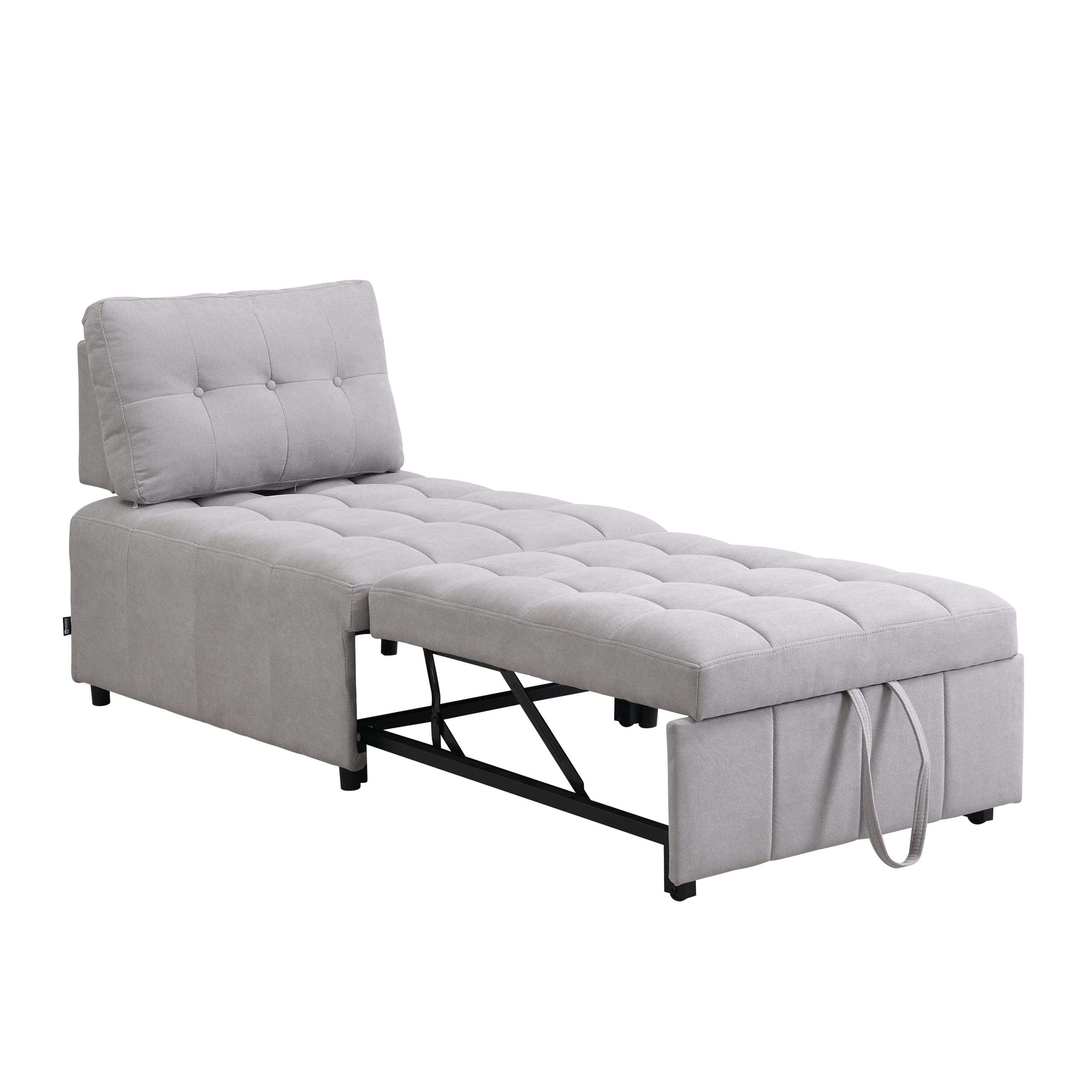 Brigros - Poltrona Letto Singolo In Tessuto Con Schienale Traslante, Poltrona Relax Allungabile A Letto A Scomparsa Singolo Salvaspazio, Pouf Per Camera O Salotto (Grigio Chiaro)