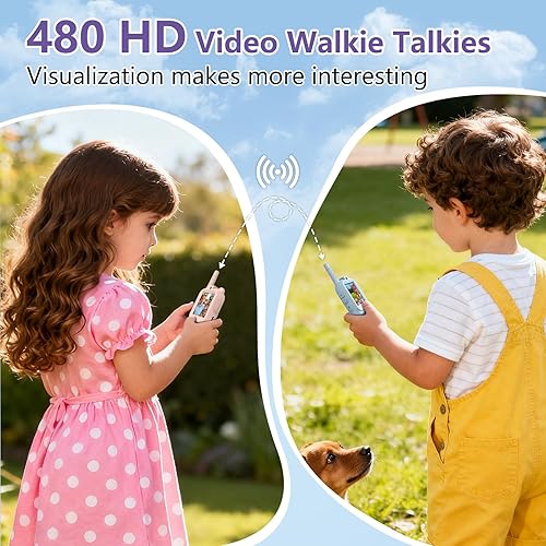 Miniatura 2 de ABUFEEFUT - Walkie Talkies de video para niños, paquete de 2 walkie talkies recargables para niños con pantalla y cambiador de voz, para interiores