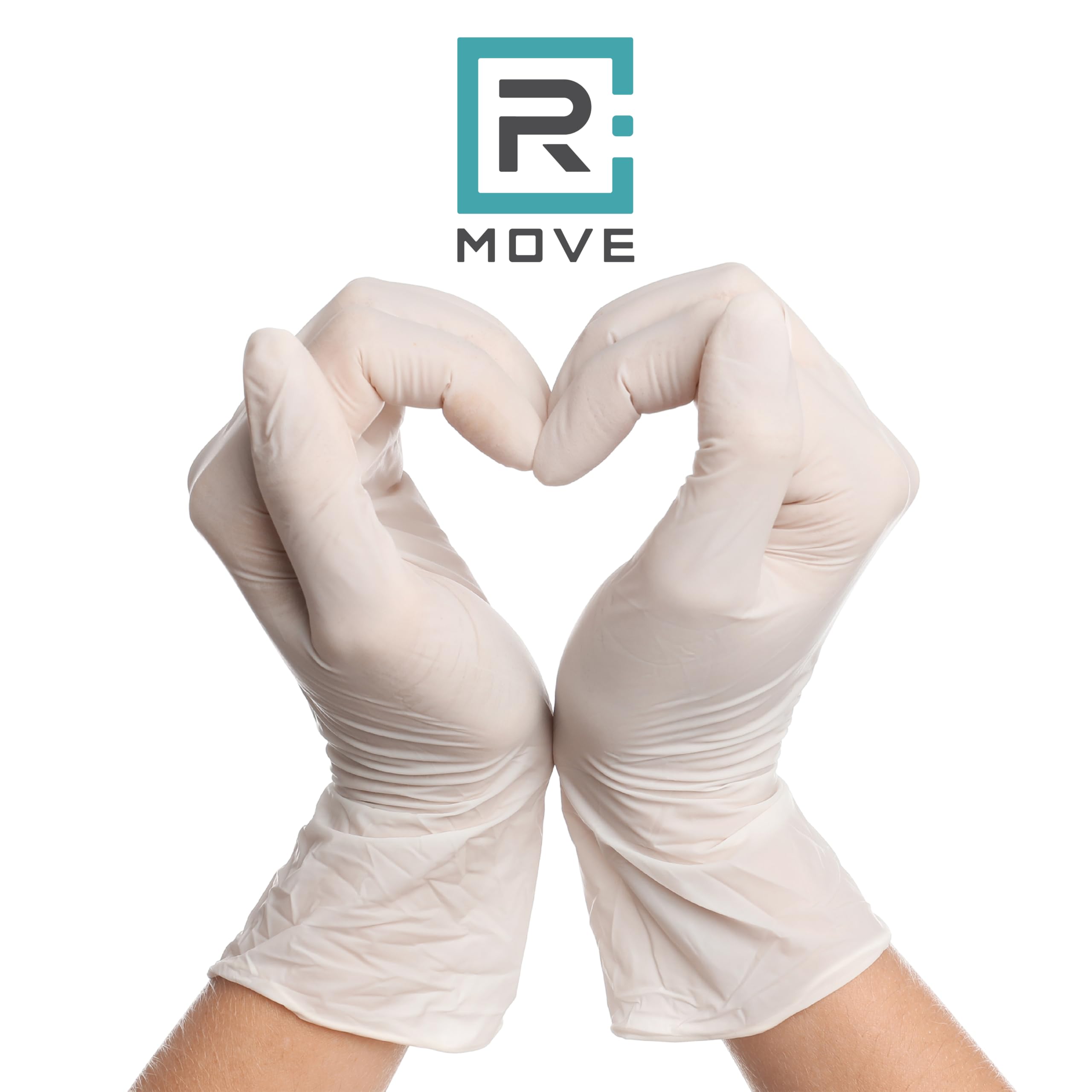 R MOVE 1000 Guanti in Lattice monouso 5,7gr senza polvere, alta sensibilità sia al tatto che al palmo, guanti usa e getta in lattice, 10 scatole da 100 guanti, dispostivo medico (1000, L)