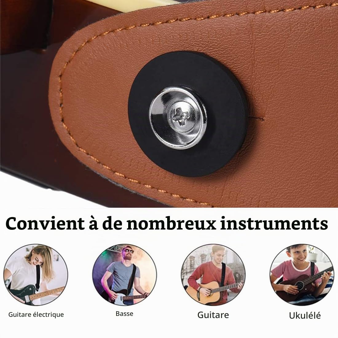 Lot de 2 sangles de guitare en métal pour guitare et basse,Boutons de Verrouillage de Sangle de Guitare en Métal,Verrous de Sangle Guitare Strap Locks, pour Guitare Basse Acoustique Electrique Guitare