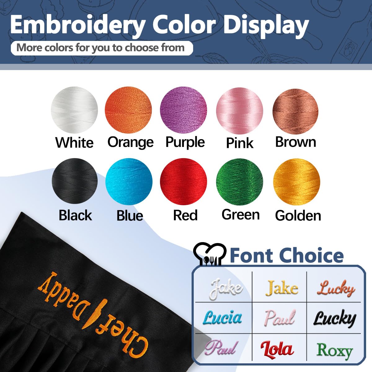 Personalized Tall Chef Hat for Men, Chef Hat with Adjustable Elastic Band, Baker Kitchen Cooking for Adult Multicolor