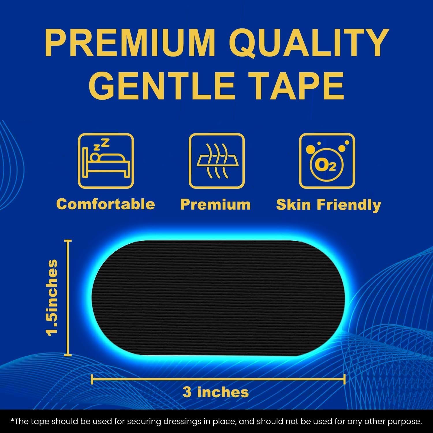 Black Mouth Tape for Sleeping (90 Pack) – Hypoallergenic Cotton Adhesive – Latex-Free, Pain-Free Removal & Gentle on Skin – Premium Quality Strips