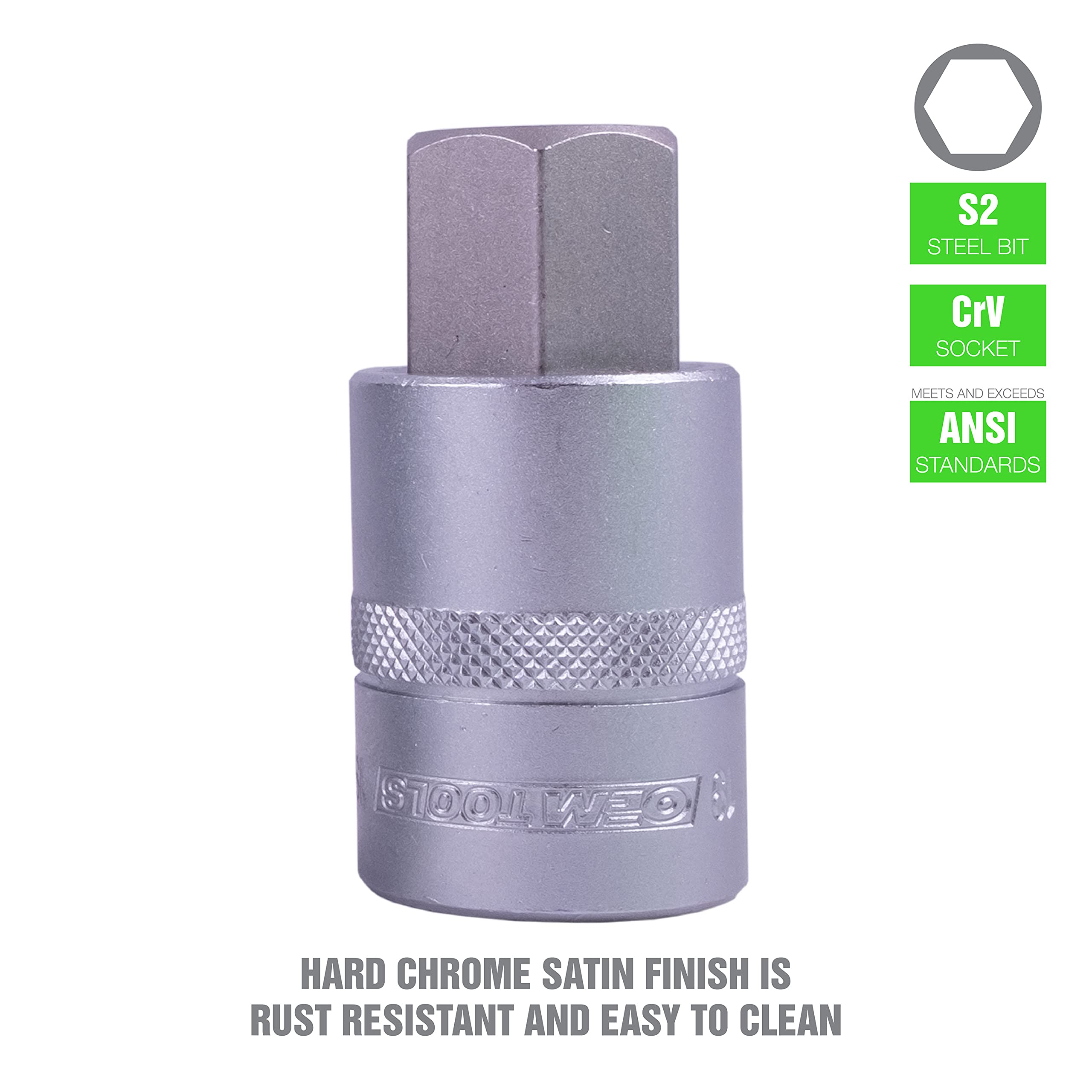 OEMTOOLS 22989 Juego de 32 llaves de vaso hexagonales, SAE y métricas, juego de llaves de vaso hexagonales de 1/2", 1/4" y 3/8" métrico y SAE incluido