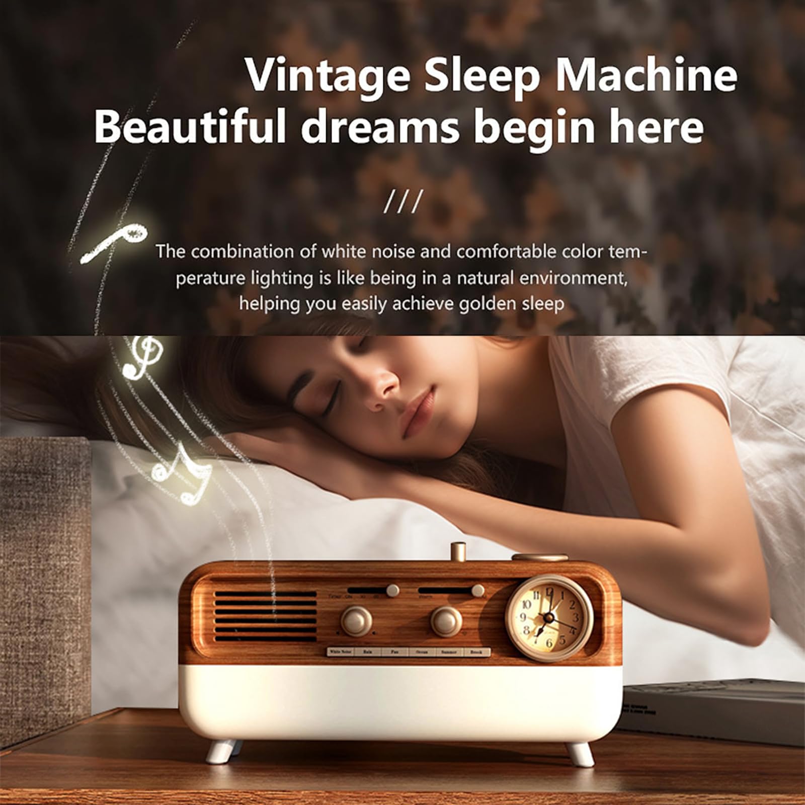 Altoparlante Bluetooth con macchina del rumore bianco e luce sveglia a LED, 6 suoni naturali, 3 livelli di spegnimento temporizzato, ideale per meditazione e relax a casa