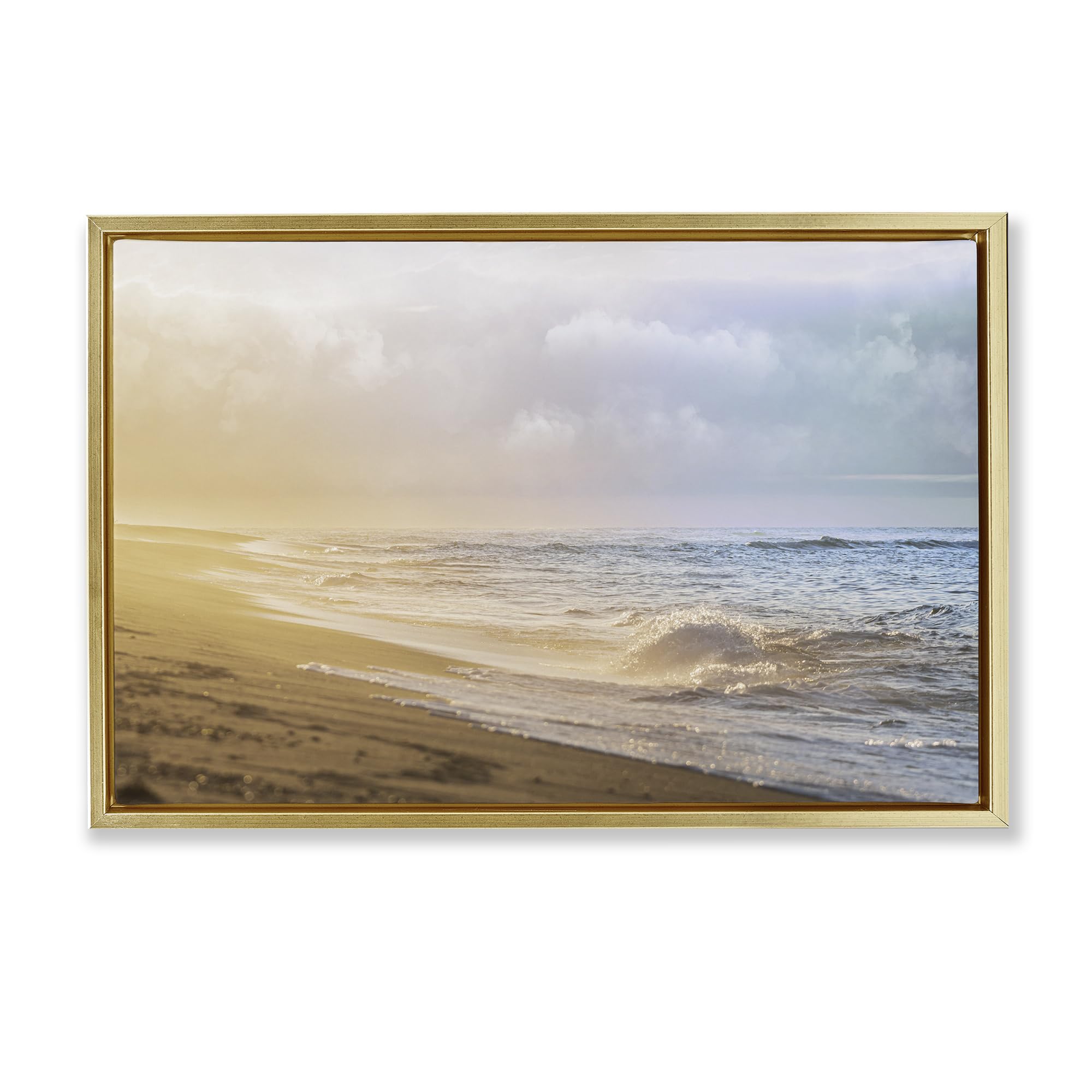 Stupell Industries Metallic Gold (Matte) Gentle Seaside Breeze Coastal, 16 X 24 Inch Canvas In Floater Frame