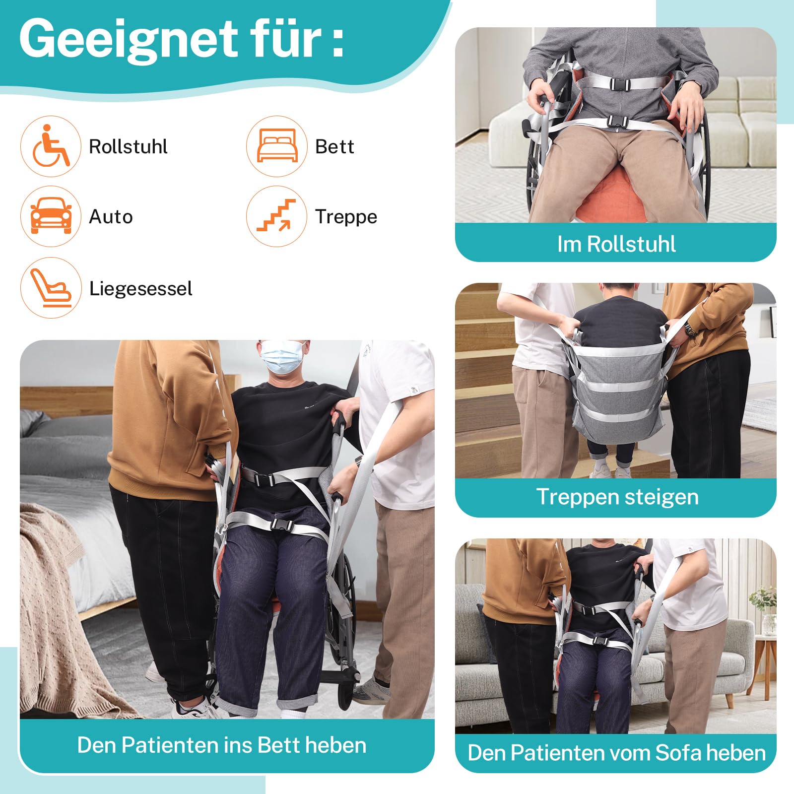 Transfergurte zum Heben von Senioren, Transferunterlage für Rollstühle zum Anheben des Körpers, Transferhilfen vom Rollstuhl ins Auto für Menschen mit Behinderung