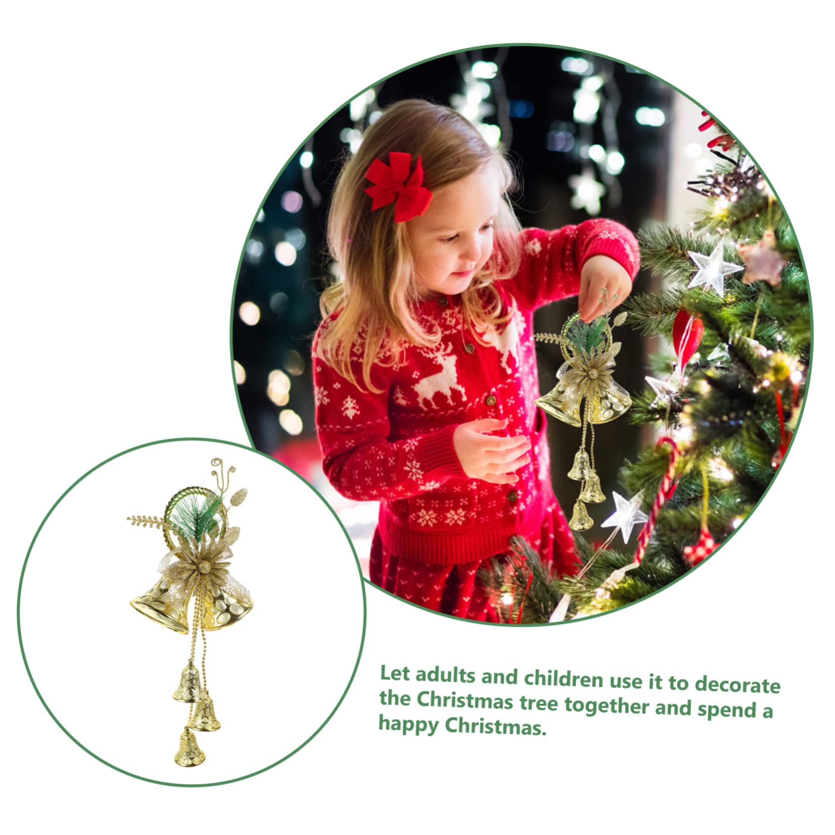 Pequeñas Campanas de Navidad,Campanas Colgantes de 2 Piezas decoración de Campana navideña Colgante navideño