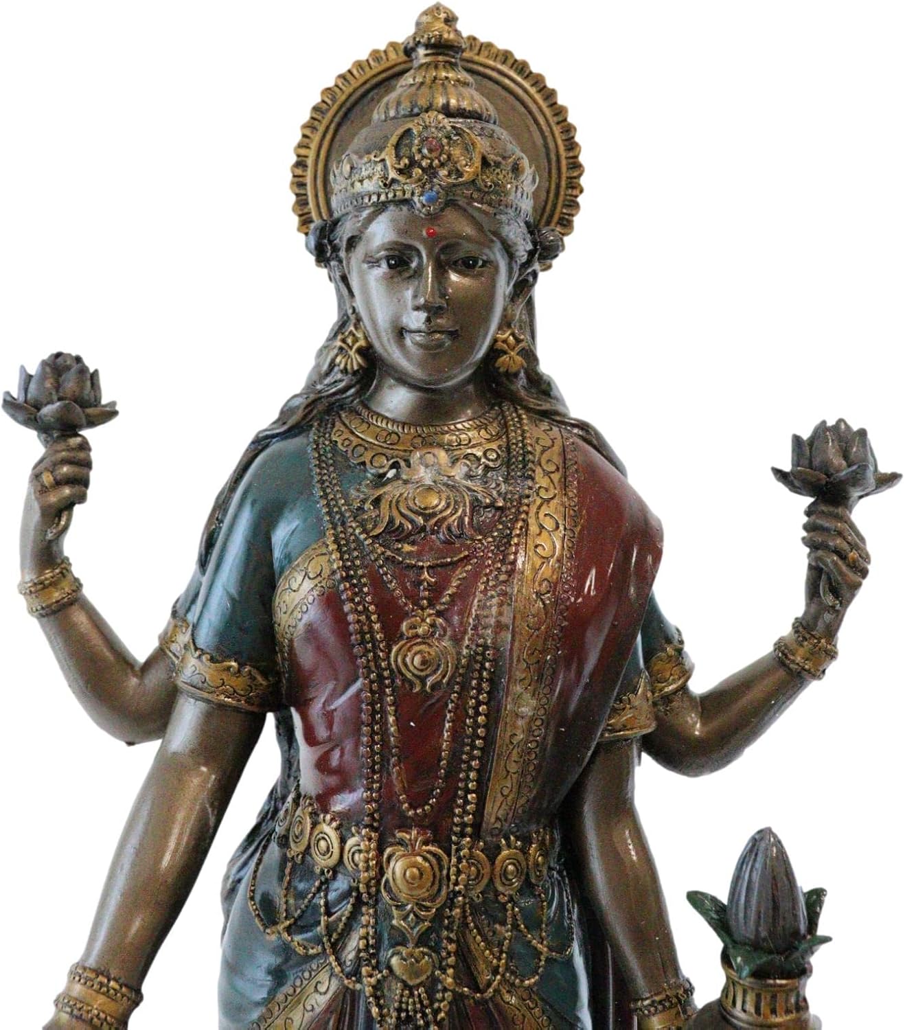 Ebros Gift Large Standing Hindu Goddess Lakshmi Shri Thirumagal Statue 20" Tall Hinduism Deity of Prosperity Wealth Wisdom and Fortune Altar Figurine Eastern Enlightenment Home Decor