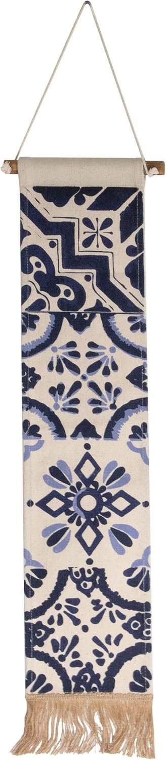 Foreside Home & Garden Multicolor Cotton Tile Pattern Hanging Wall Decor, Décor : Home & Kitchen