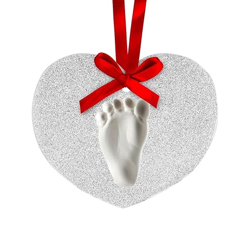 Miniatura 6 de Lil Peach - Kit de adorno de recuerdo personalizado con estampado de huellas o huellas de bebé para capturar el estampado del bebé, redondo,