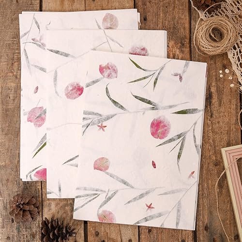 Miniatura 10 de Hojas de papel de morera de flores naturales gruesas A4 hechas a mano, papel hecho a mano, pintura, escritura, papel decorativo, papel para hacer
