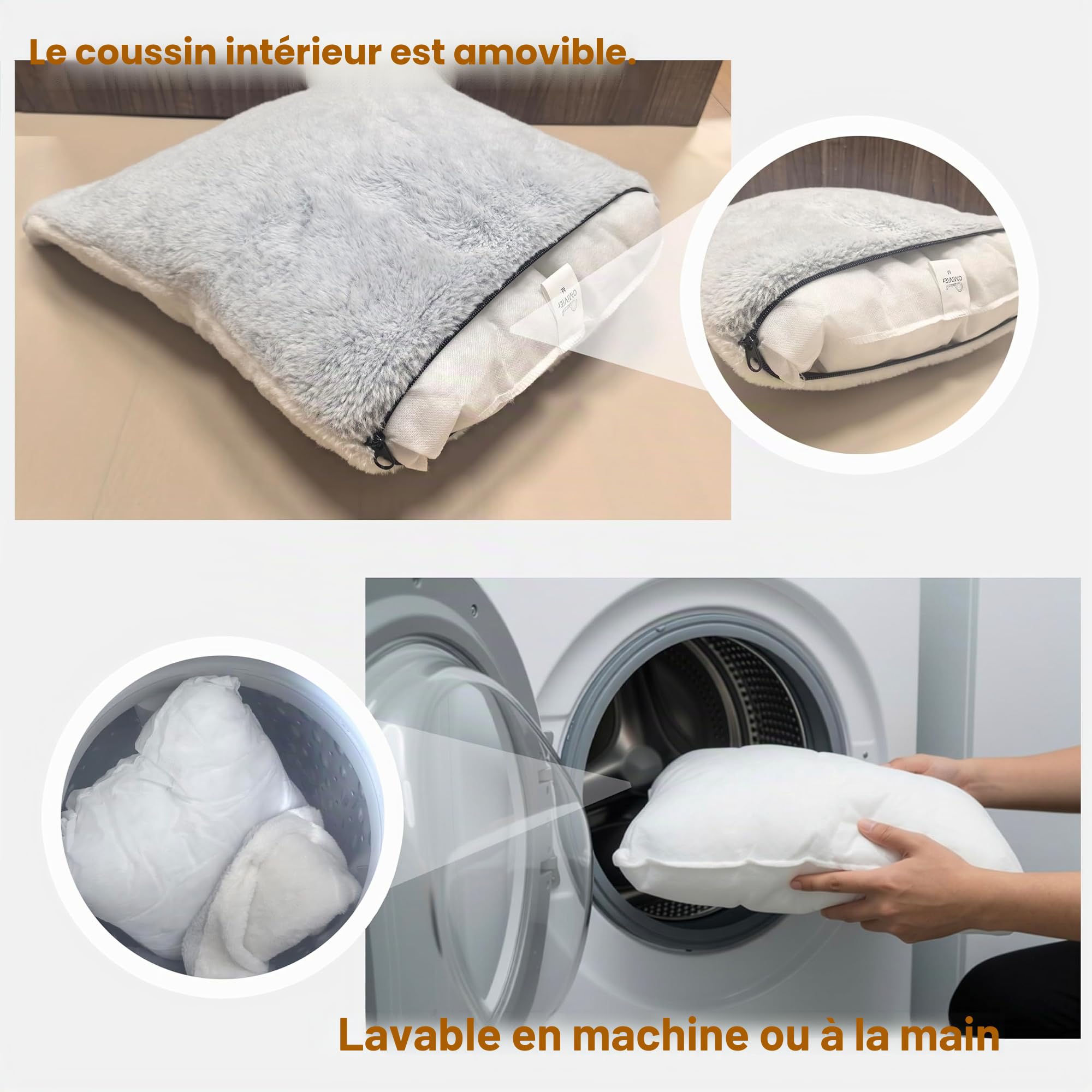 Lit pour Chat d'intérieur Doux et Confortable, avec Coussin rembourré Amovible et Lavable, lit fermé pour Chat, cachette, Tente pour Petit Chien (Gris)