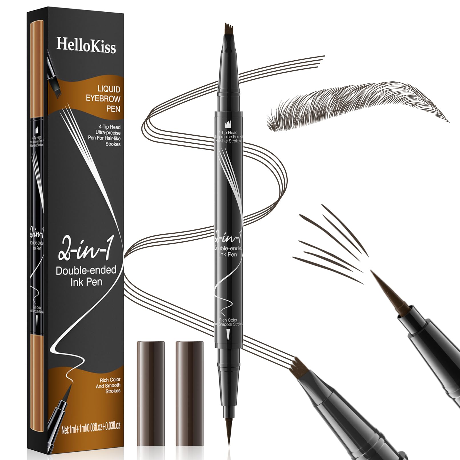 Photo 1 of 2-in-1 Dual-Ended Microblading Eyebrow Pencils,Waterproof Eyebrow Pen with 4-Fork Micro-Fork-Tip,3D Brow Pen for Natural Waterproof and Long-Lasting Women(Dark Brown)